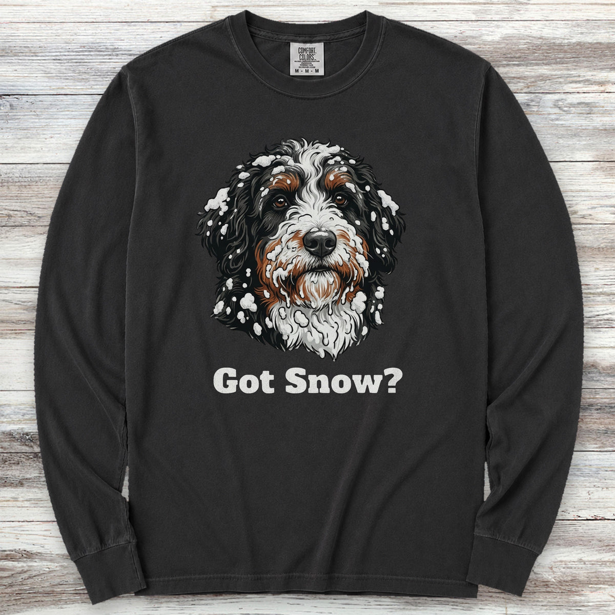 Bernedoodle Got Snow Long Sleeve Tee - Black