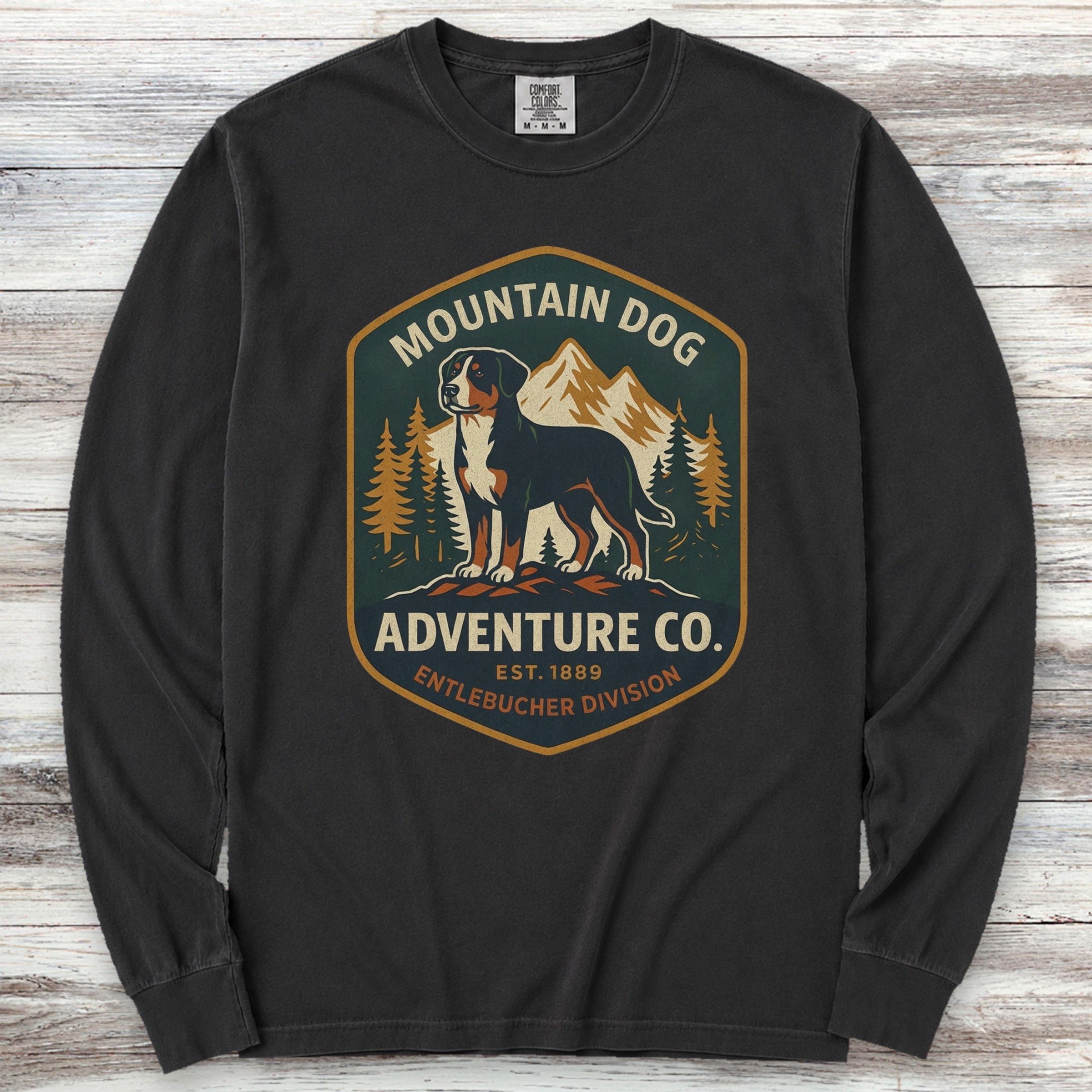 Entlebucher Mountain Dog Adventure Co Long Sleeve Tee - Black