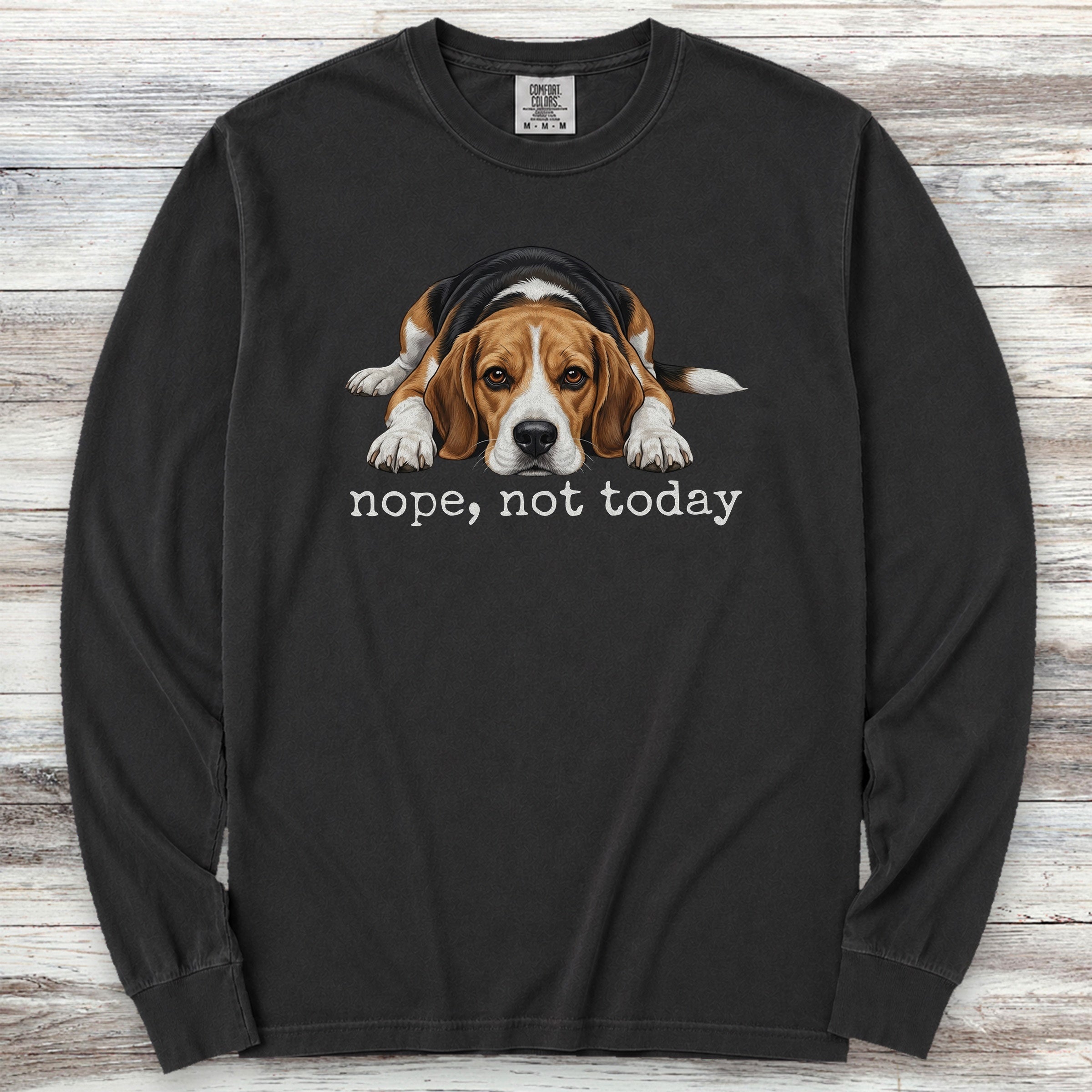 Beagle Nope Long Sleeve Tee - Black