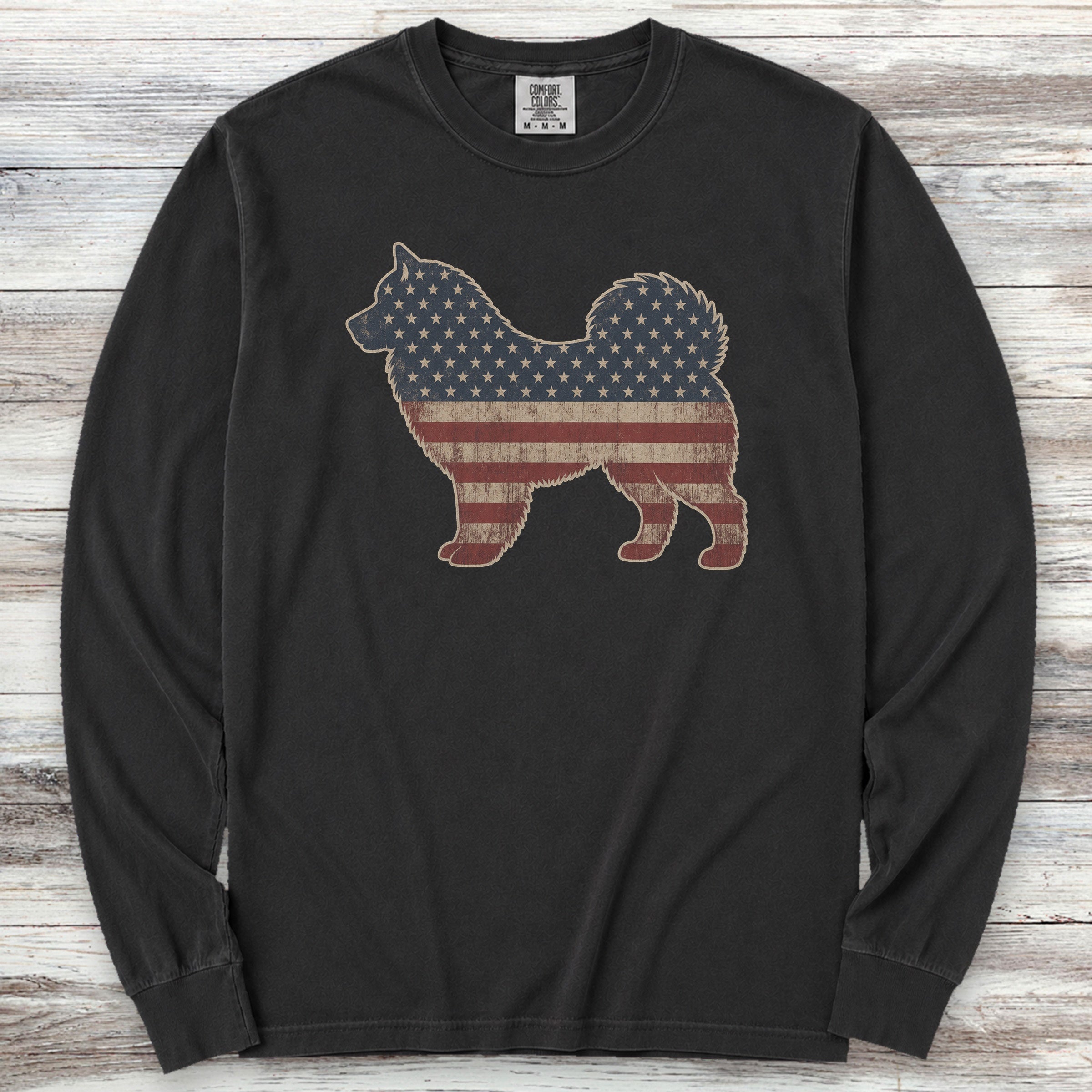 Alaskan Malamute Vintage USA Long Sleeve Tee - Black