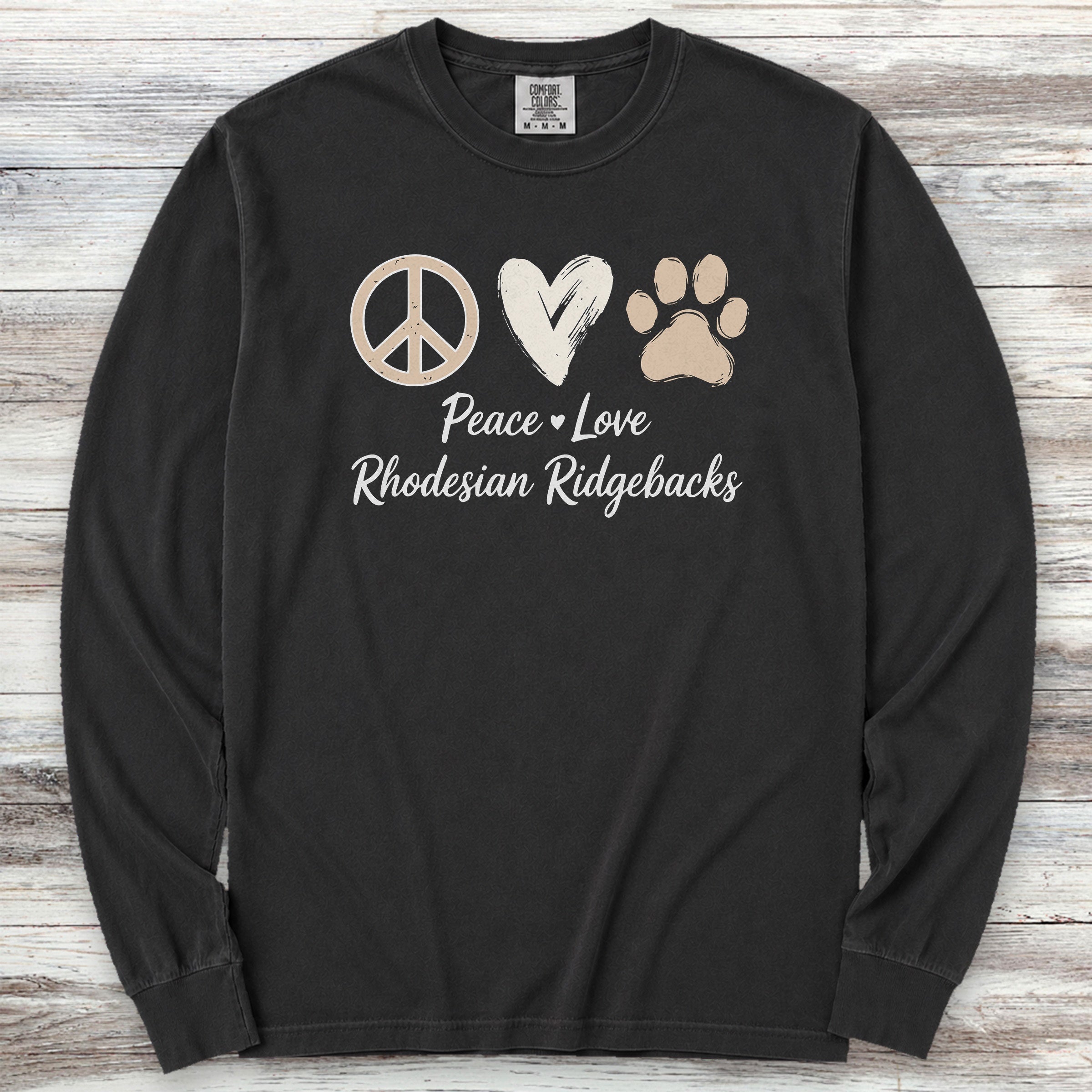 Rhodesian Ridgeback Peace Long Sleeve Tee - Black
