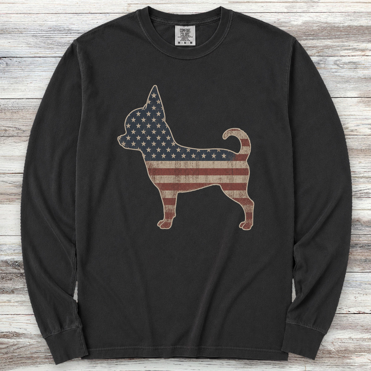 Chihuahua Vintage USA Long Sleeve Tee - Black
