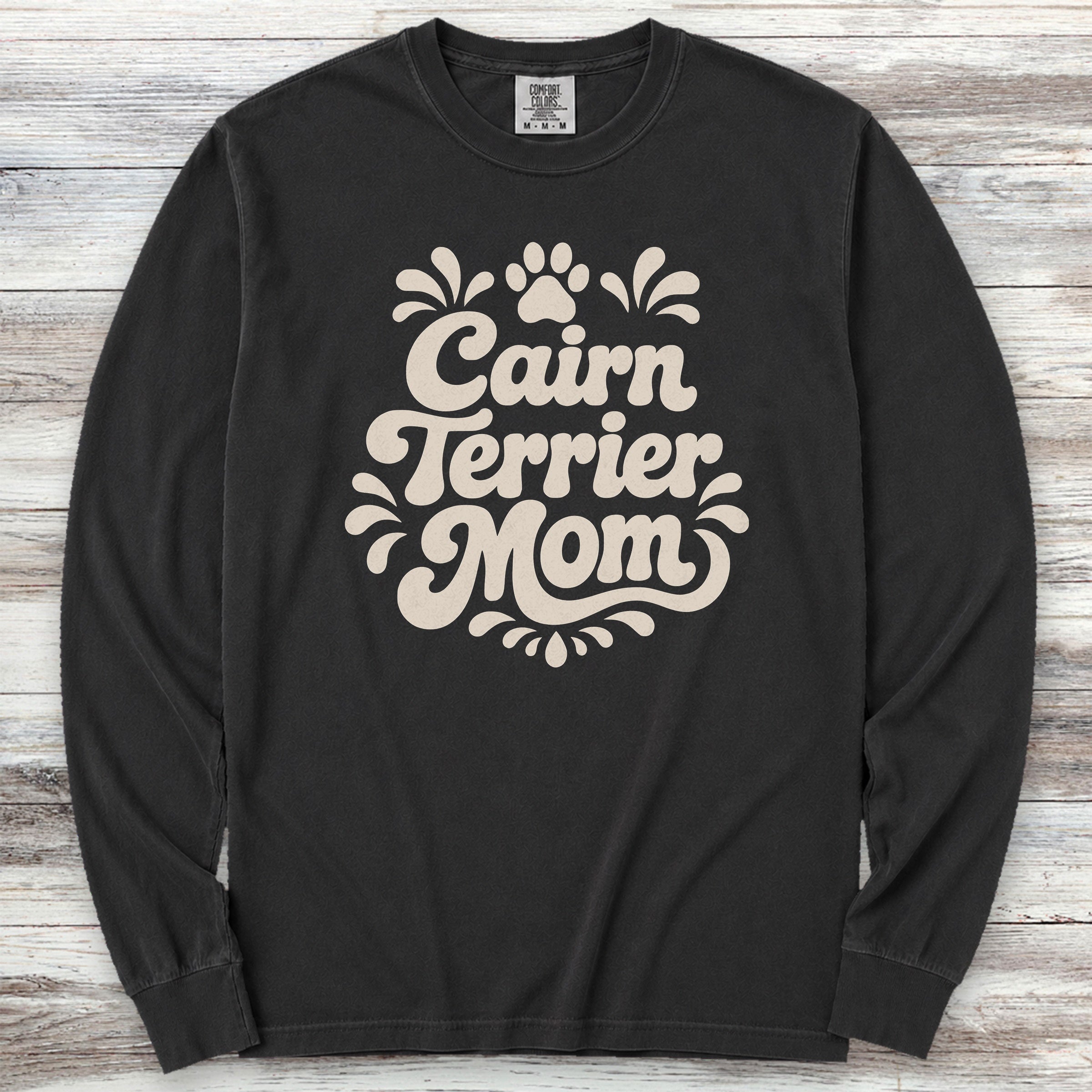 Cairn Terrier Groovy Mom Long Sleeve Tee - Black