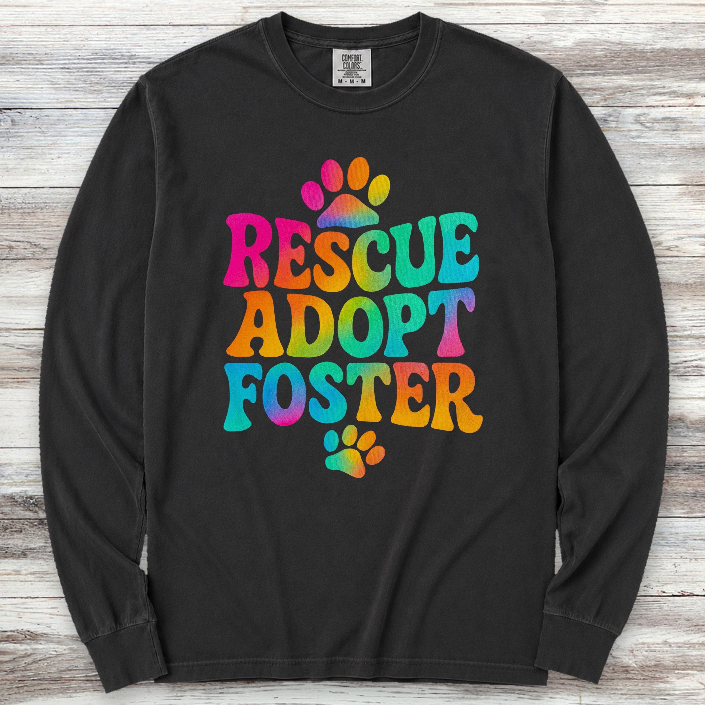 Rescue Tie Dye Long Sleeve Tee - Black