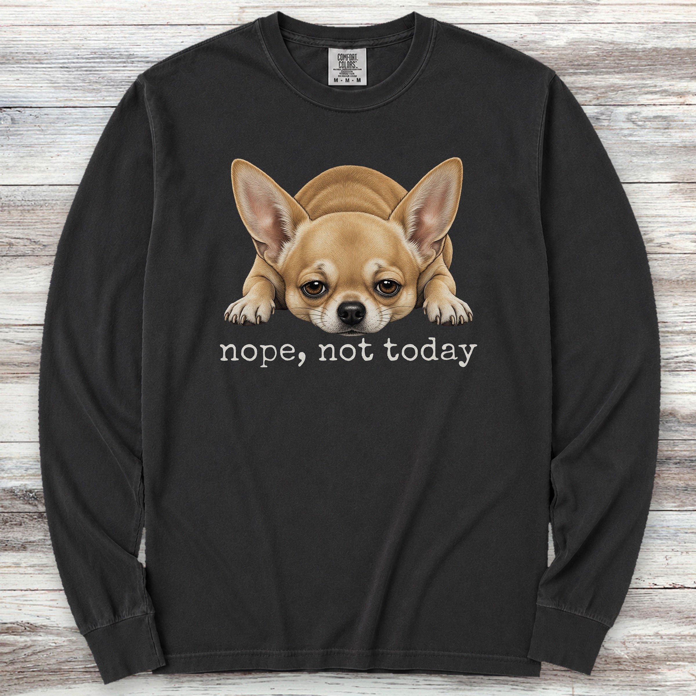 Chihuahua Nope Long Sleeve Tee - Black
