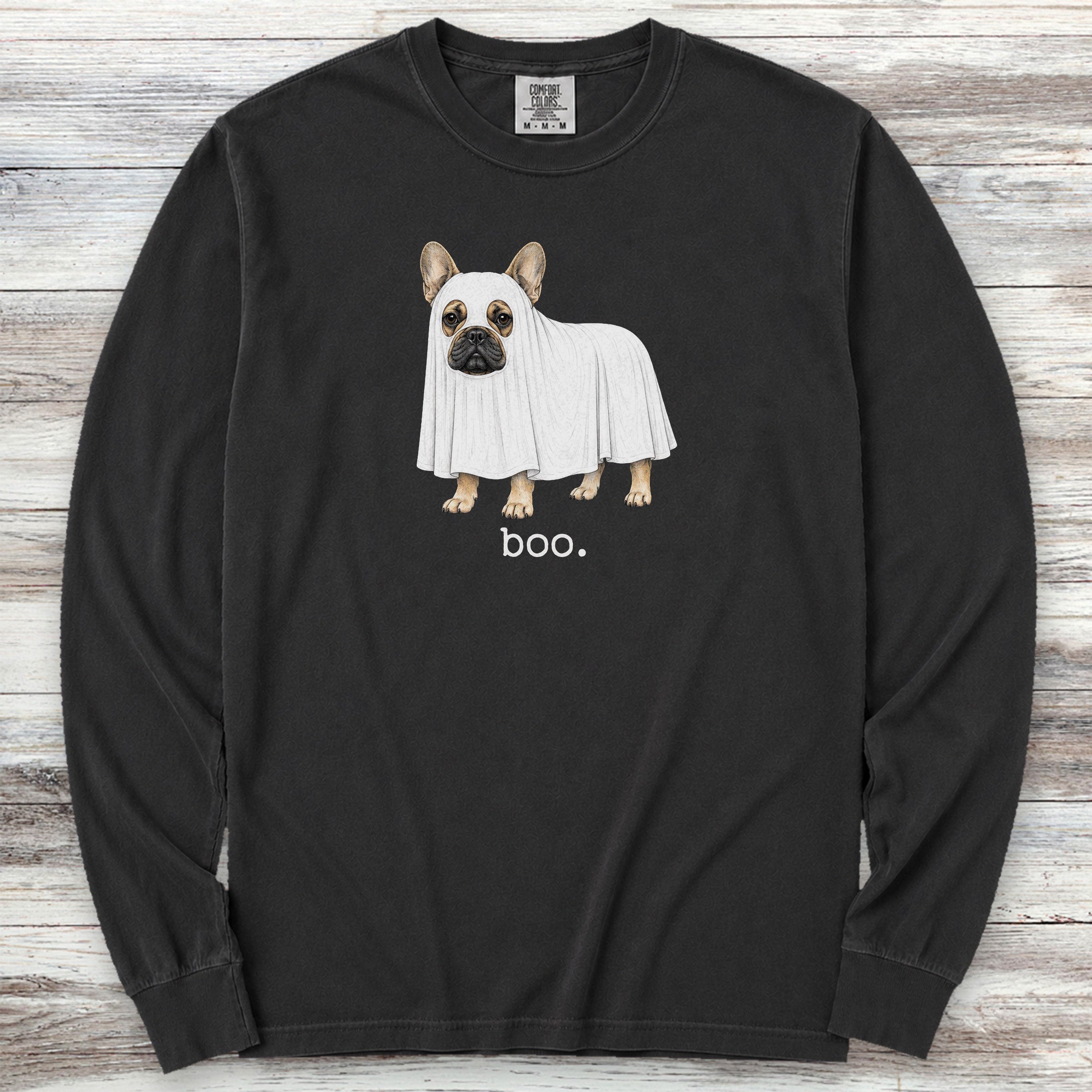 French Bulldog Boo Long Sleeve Tee - Black