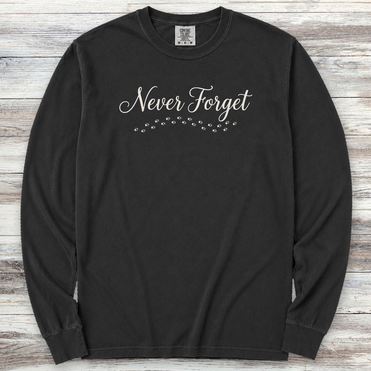 Never Forget Script Long Sleeve Tee - Black