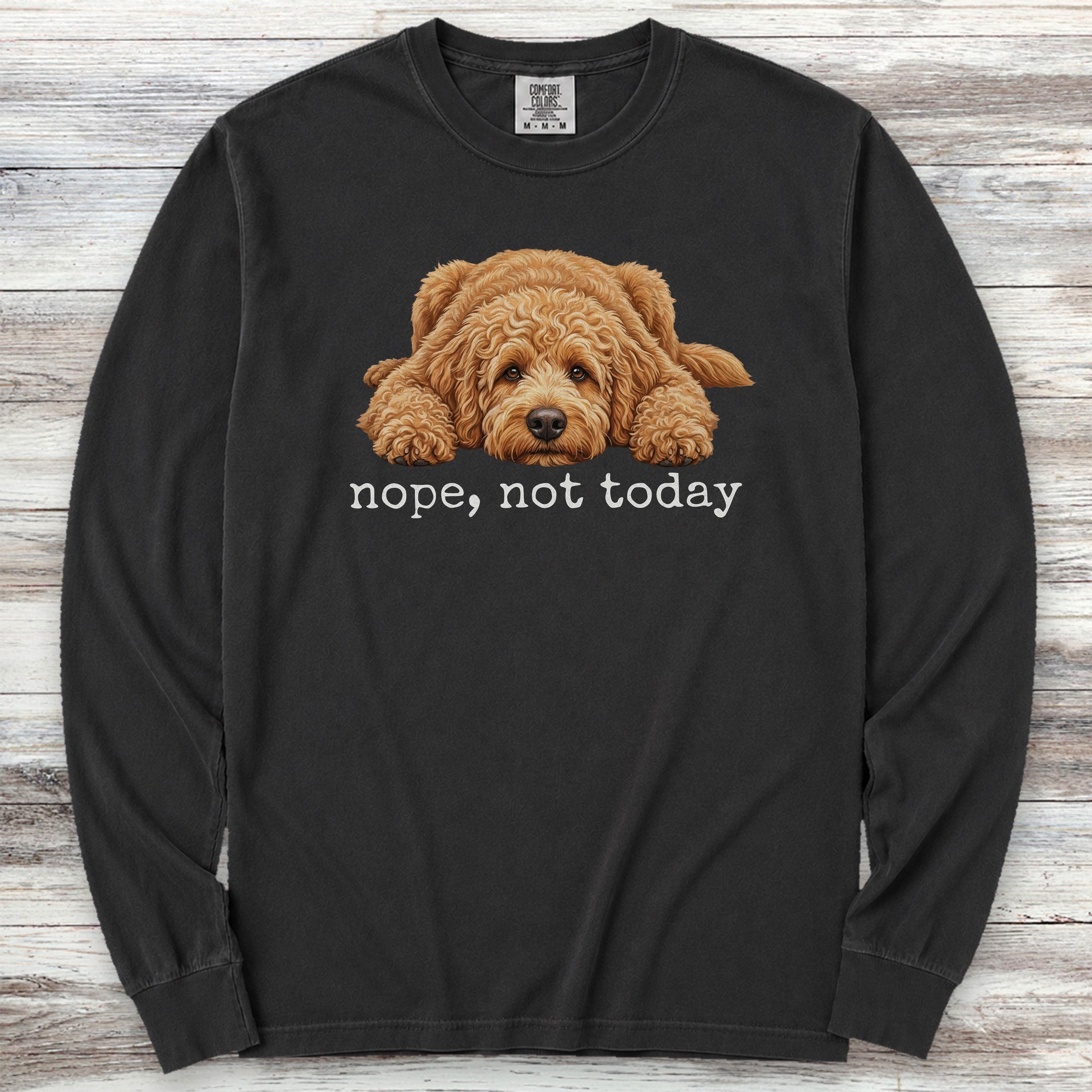 Goldendoodle Nope Long Sleeve Tee - Black