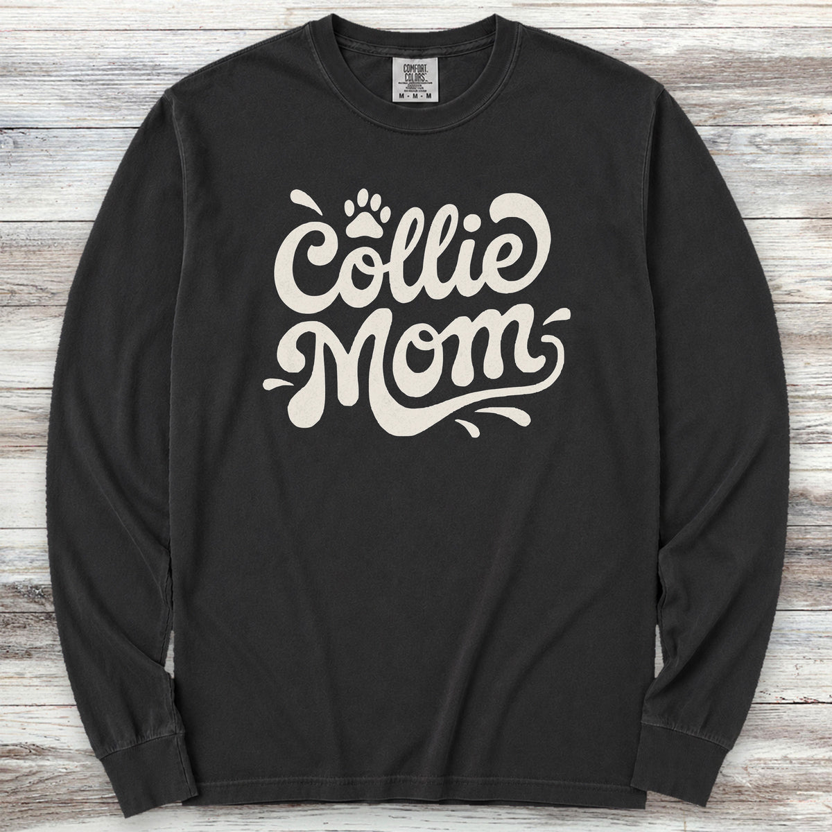 Collie Groovy Mom Long Sleeve Tee - Black