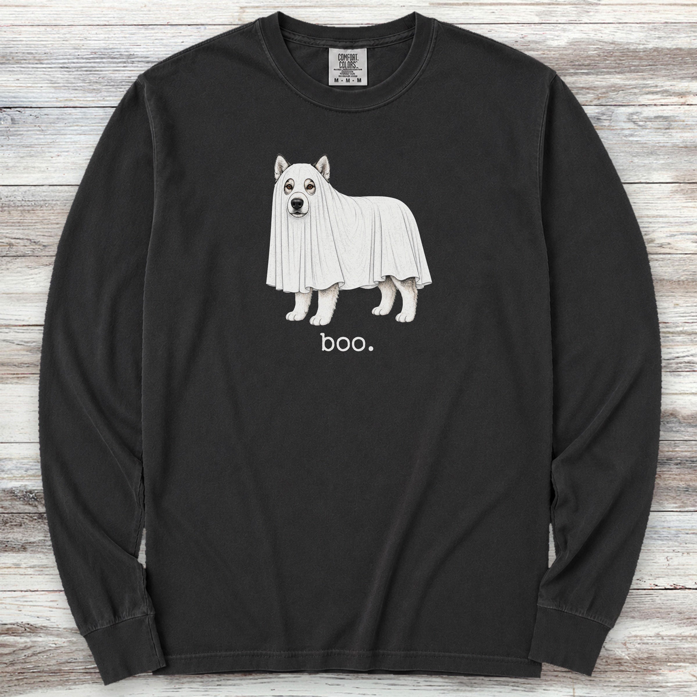 Alaskan Malamute Boo Long Sleeve Tee - Black