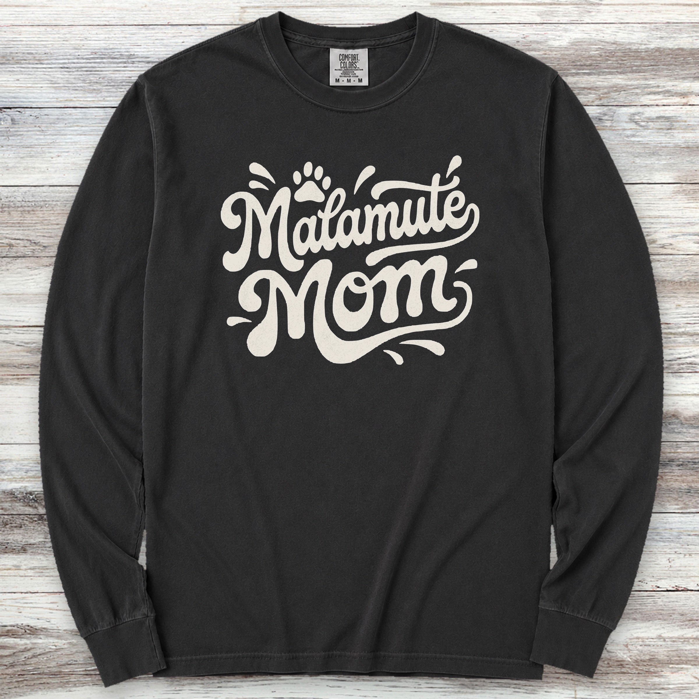Alaskan Malamute Groovy Mom Long Sleeve Tee - Black