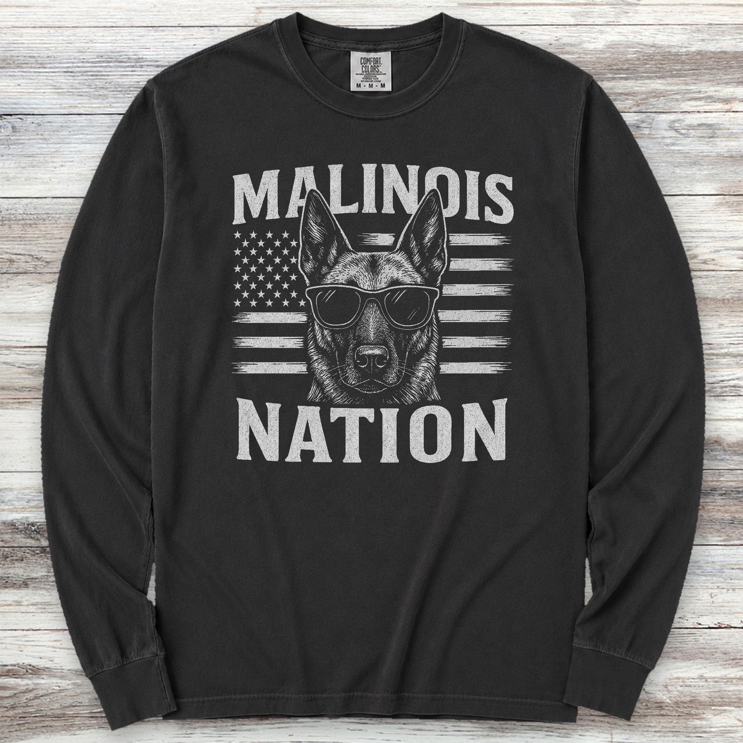 Belgian Malinois Nation Long Sleeve Tee - Black