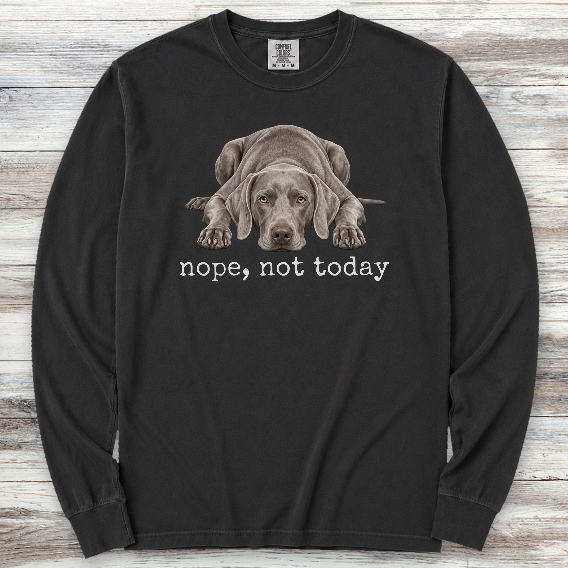 Weimaraner Nope Long Sleeve Tee - Black