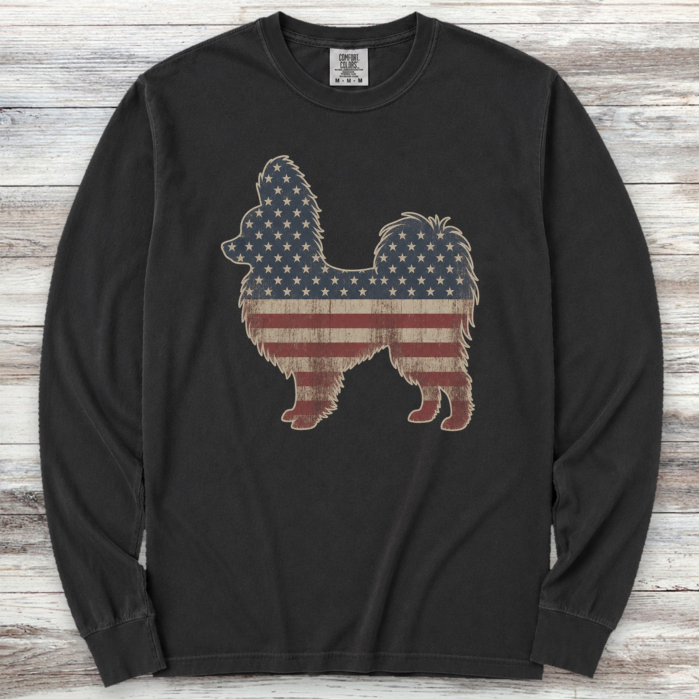 Papillon Vintage USA Long Sleeve Tee - Black