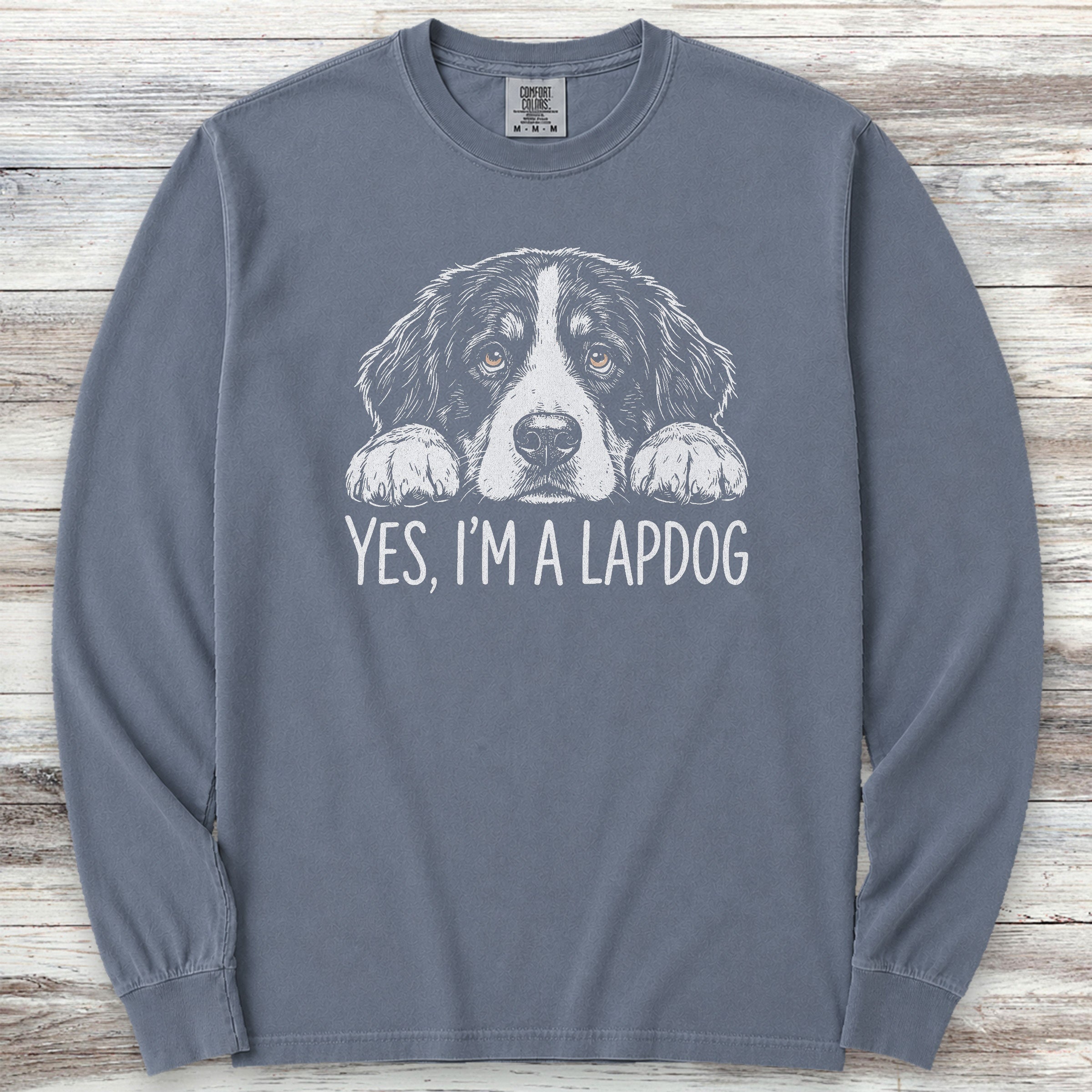 Bernese Mountain Dog Lapdog Long Sleeve Tee - Blue Jean