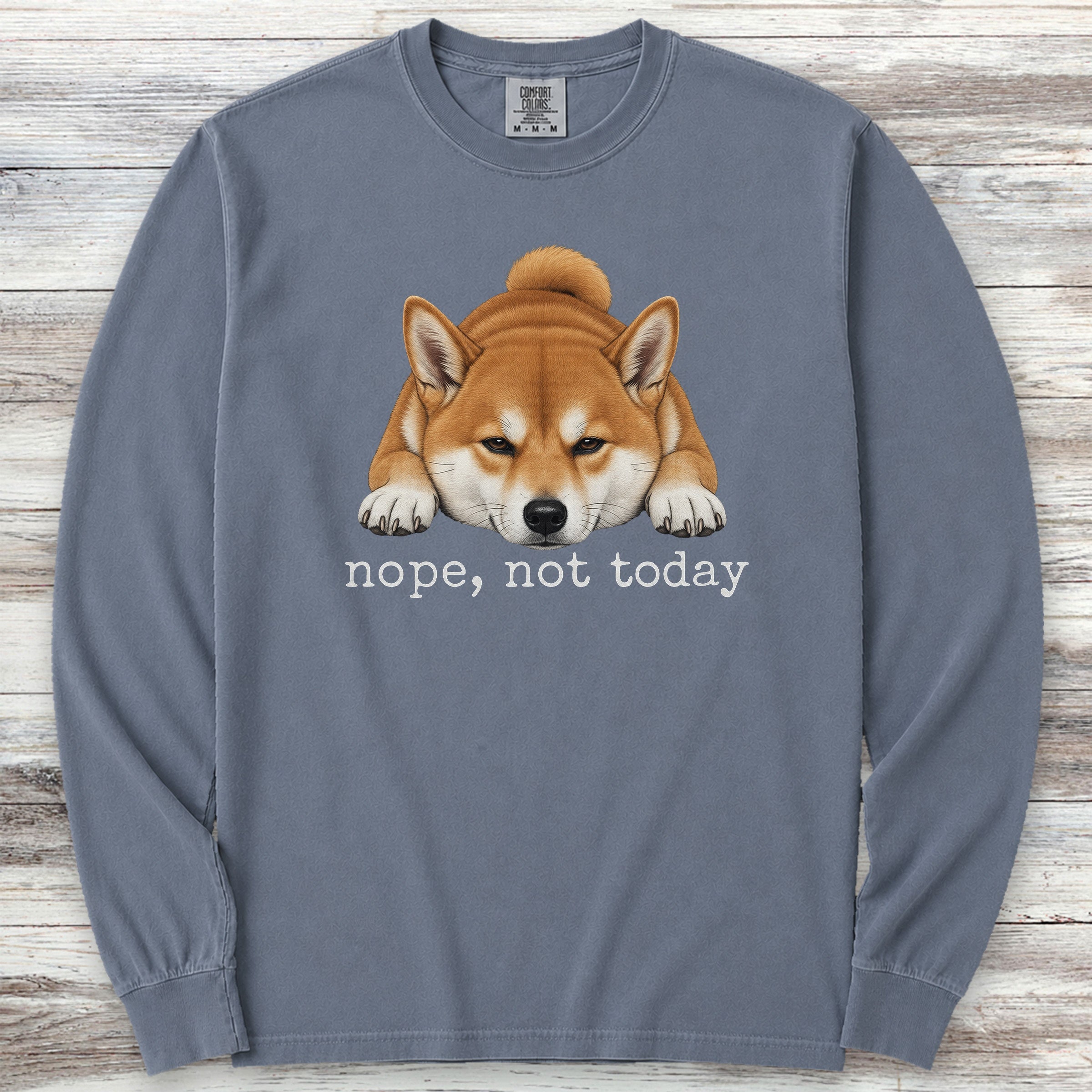 Shiba Inu Nope Long Sleeve Tee - Blue Jean