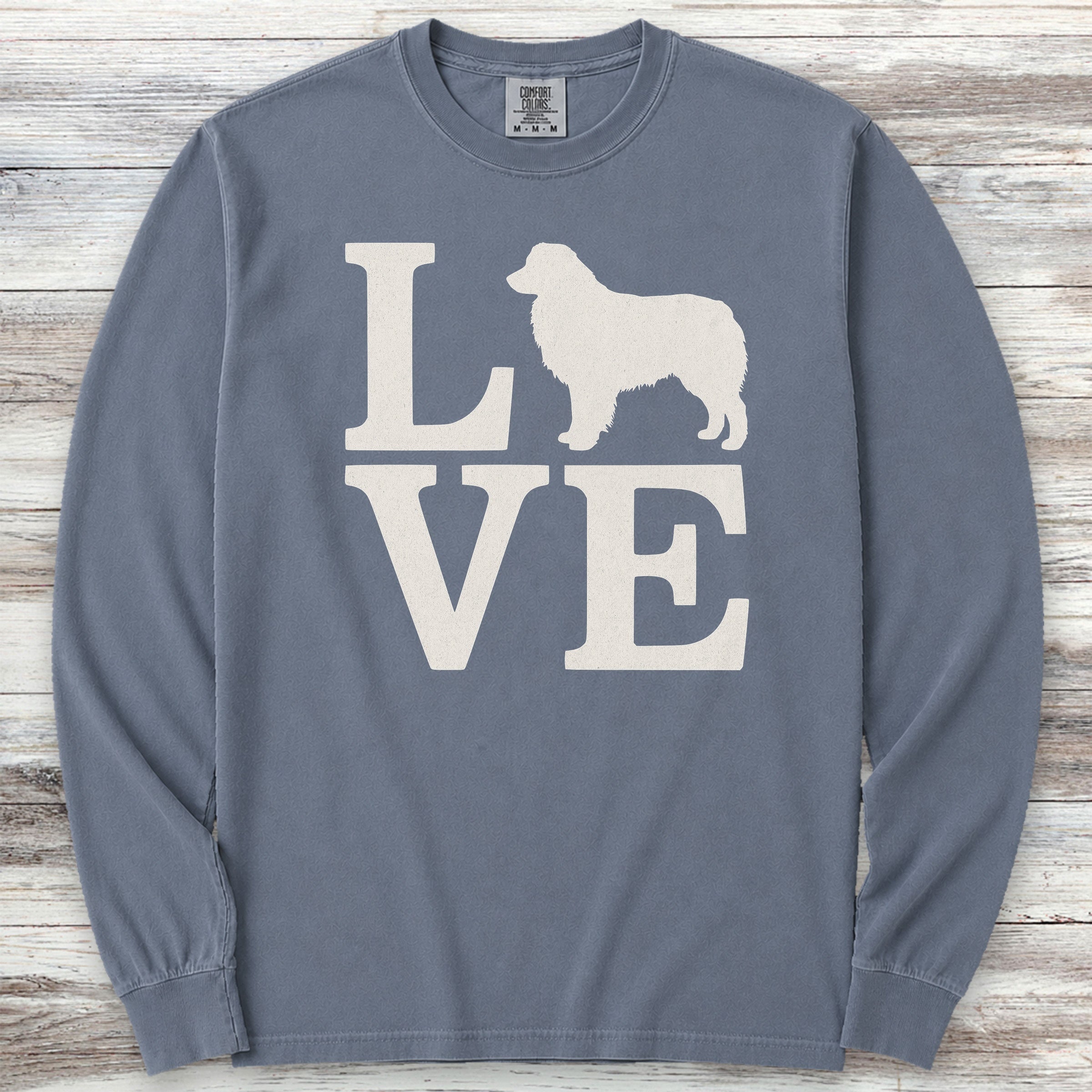Australian Shepherd Love Long Sleeve Tee - Blue Jean