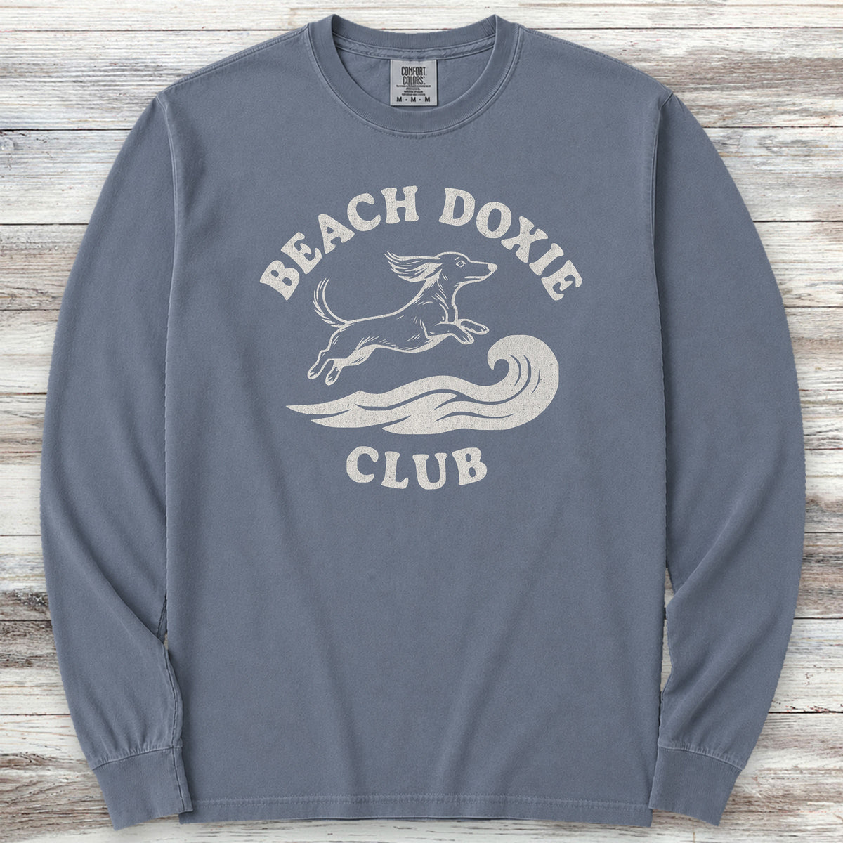 Dachshund Beach Doxie Long Sleeve Tee - Blue Jean