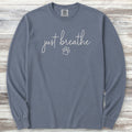 just breathe Long Sleeve Tee - Blue Jean