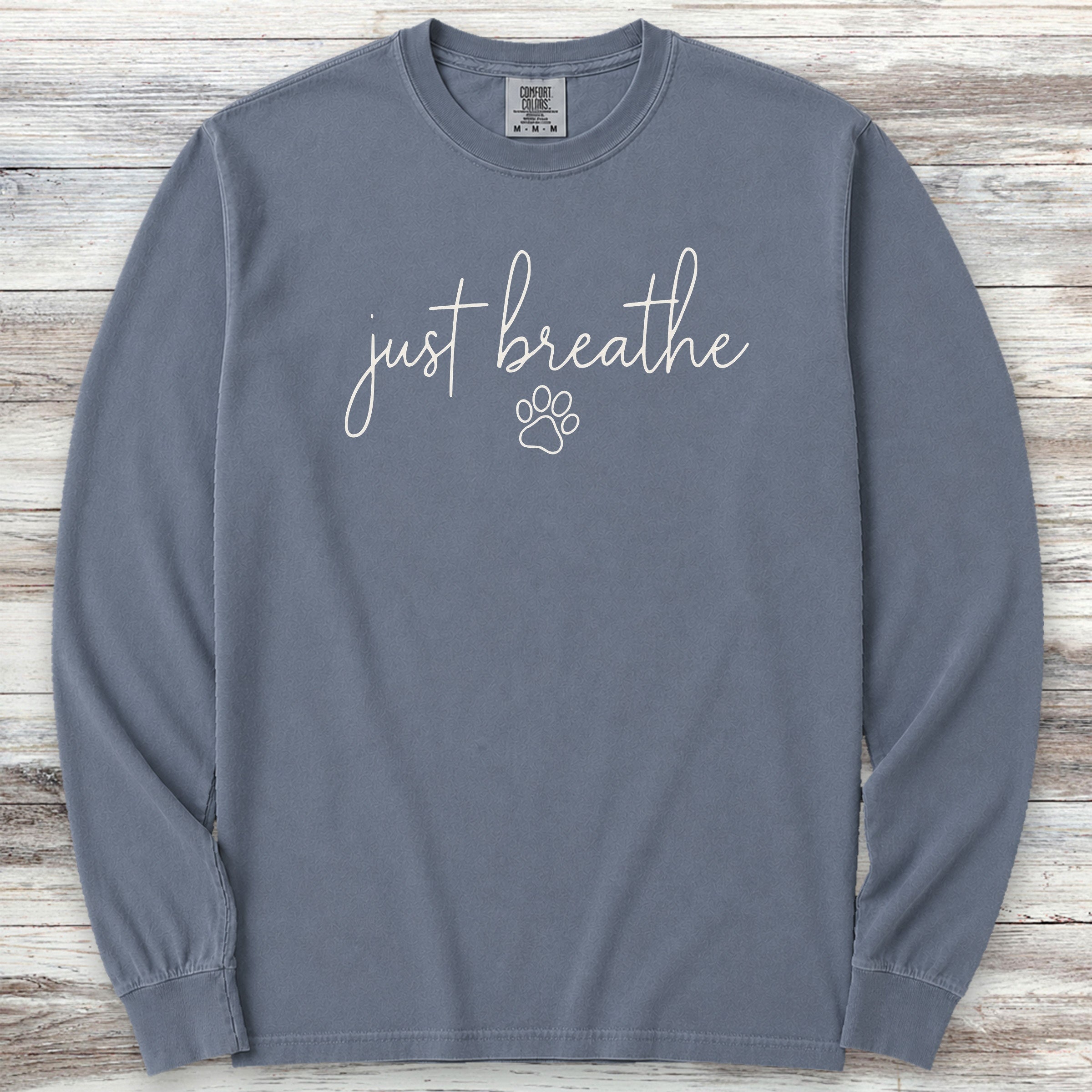 just breathe Long Sleeve Tee - Blue Jean