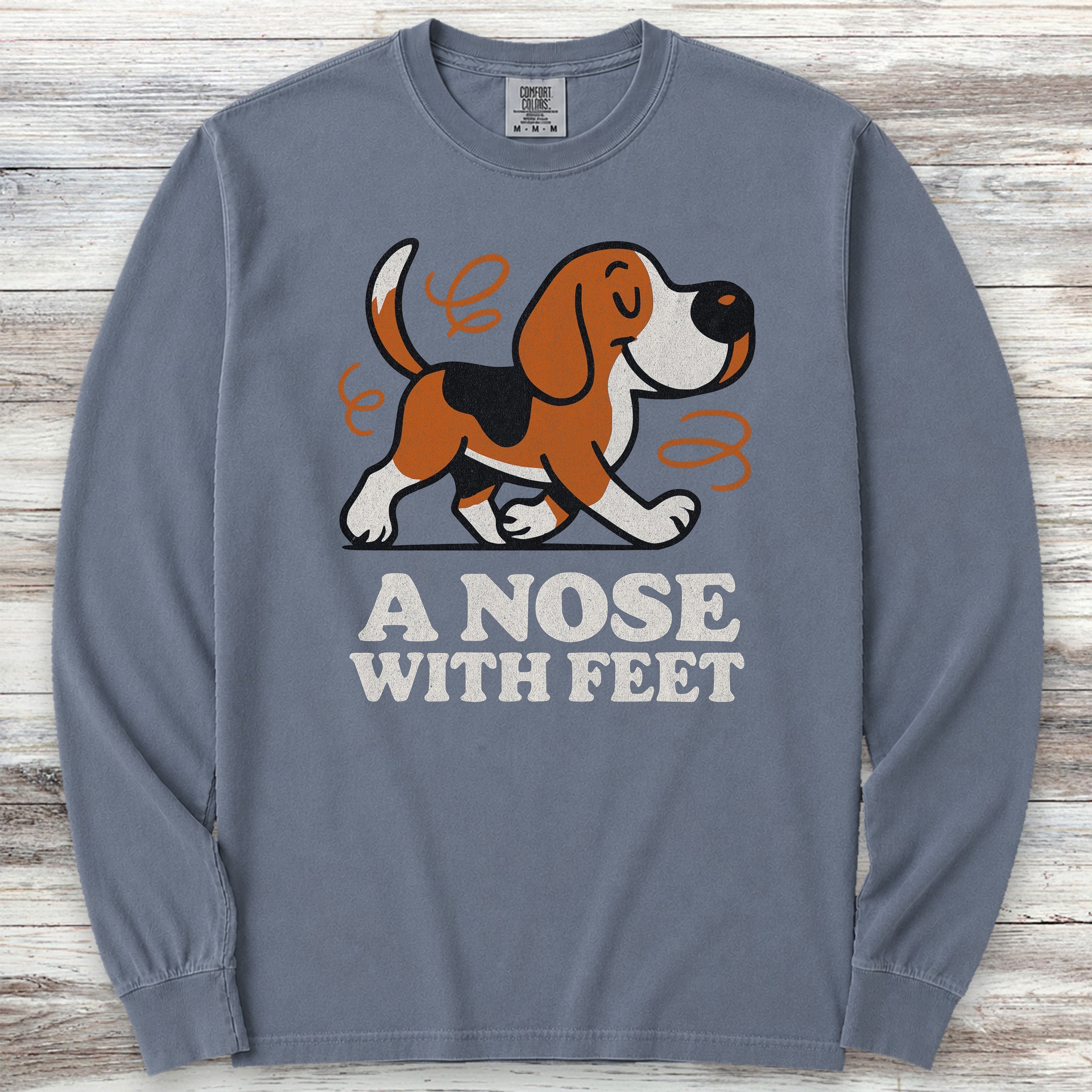 Beagle Nose Long Sleeve Tee - Blue Jean