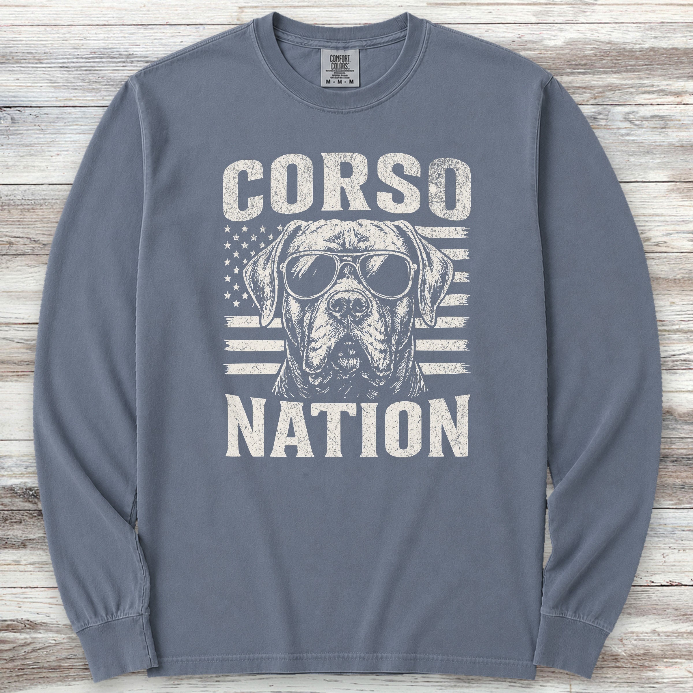 Cane Corso Nation Long Sleeve Tee - Blue Jean