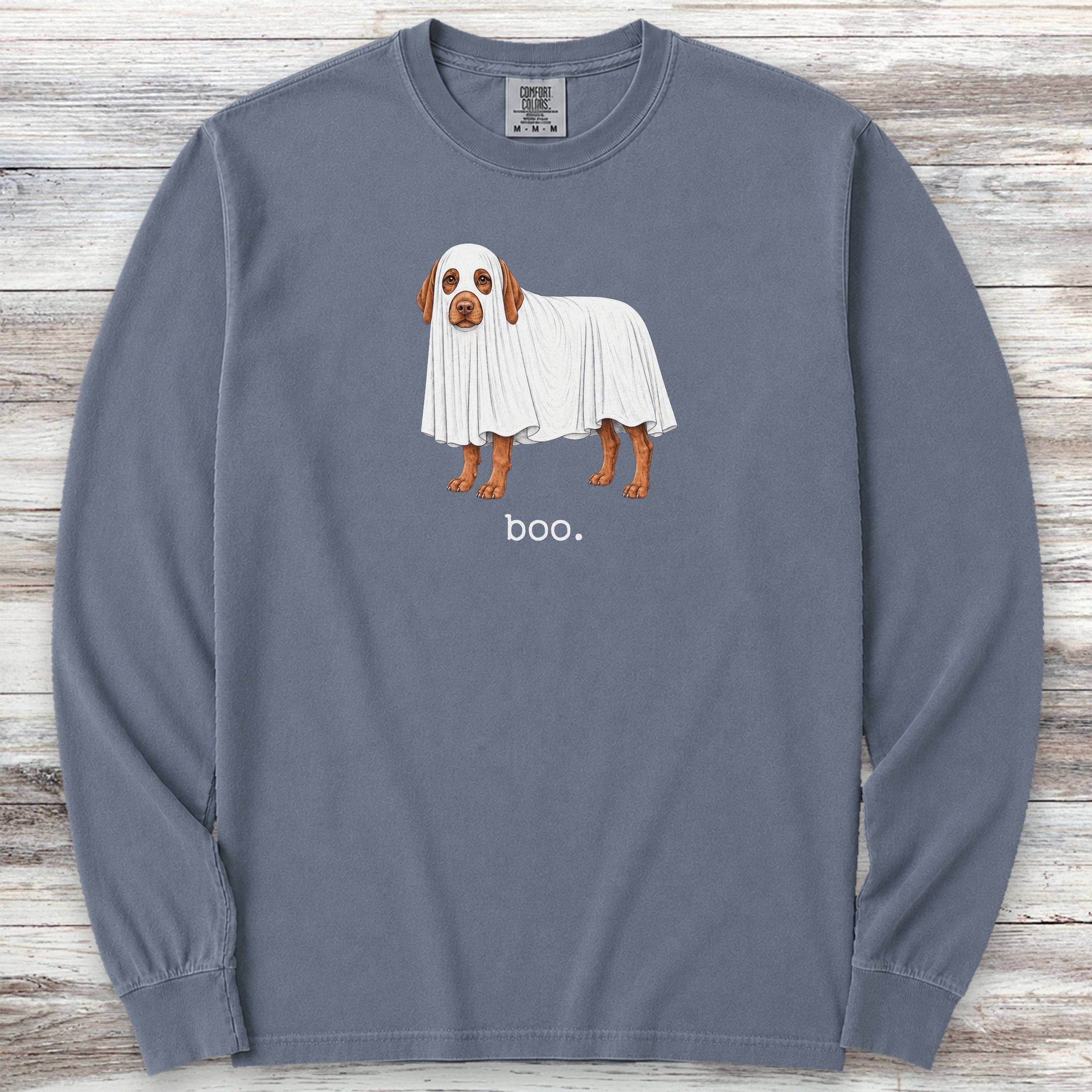 Vizsla Boo Long Sleeve Tee - Blue Jean