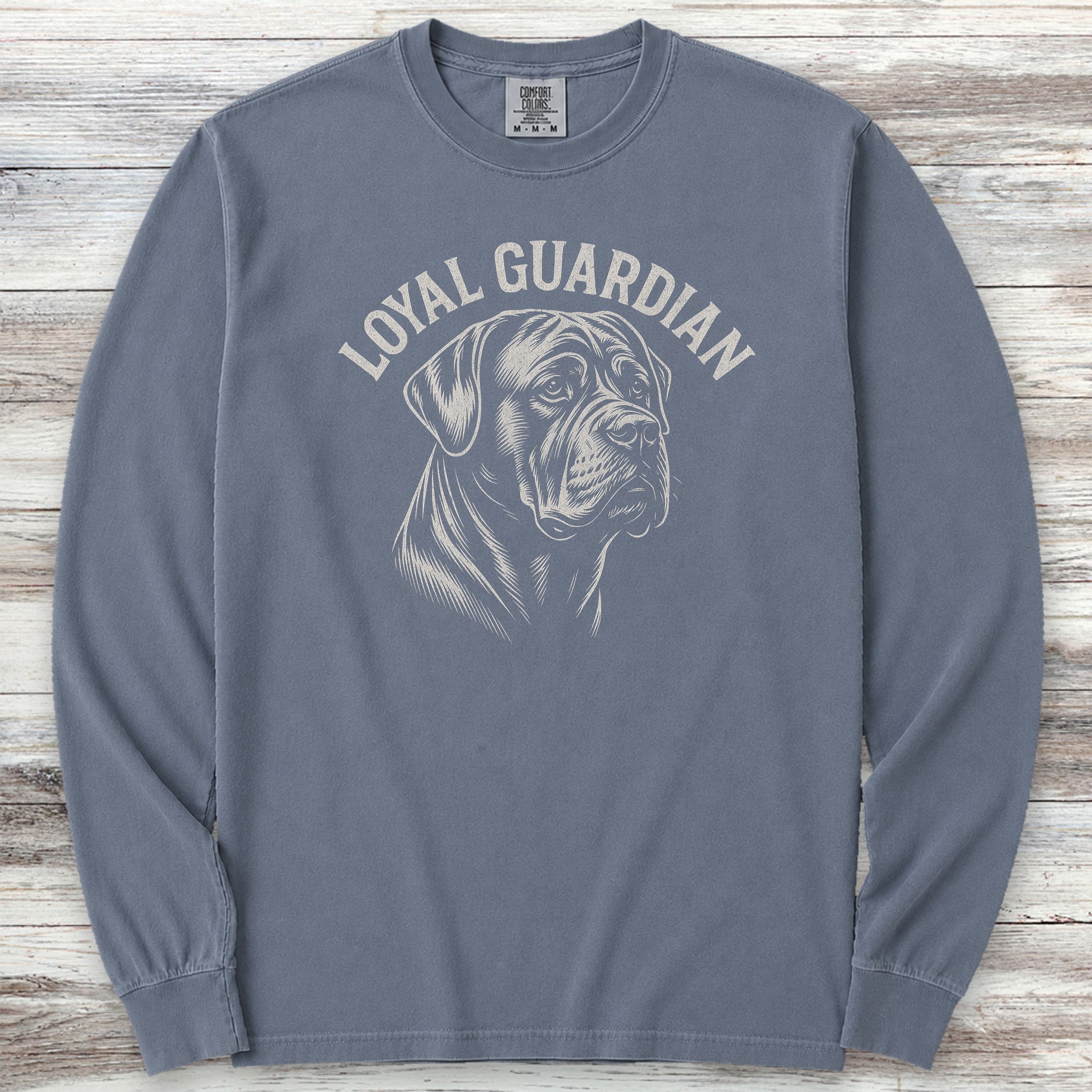 Cane Corso Natural Loyal Guardian Long Sleeve Tee - Blue Jean