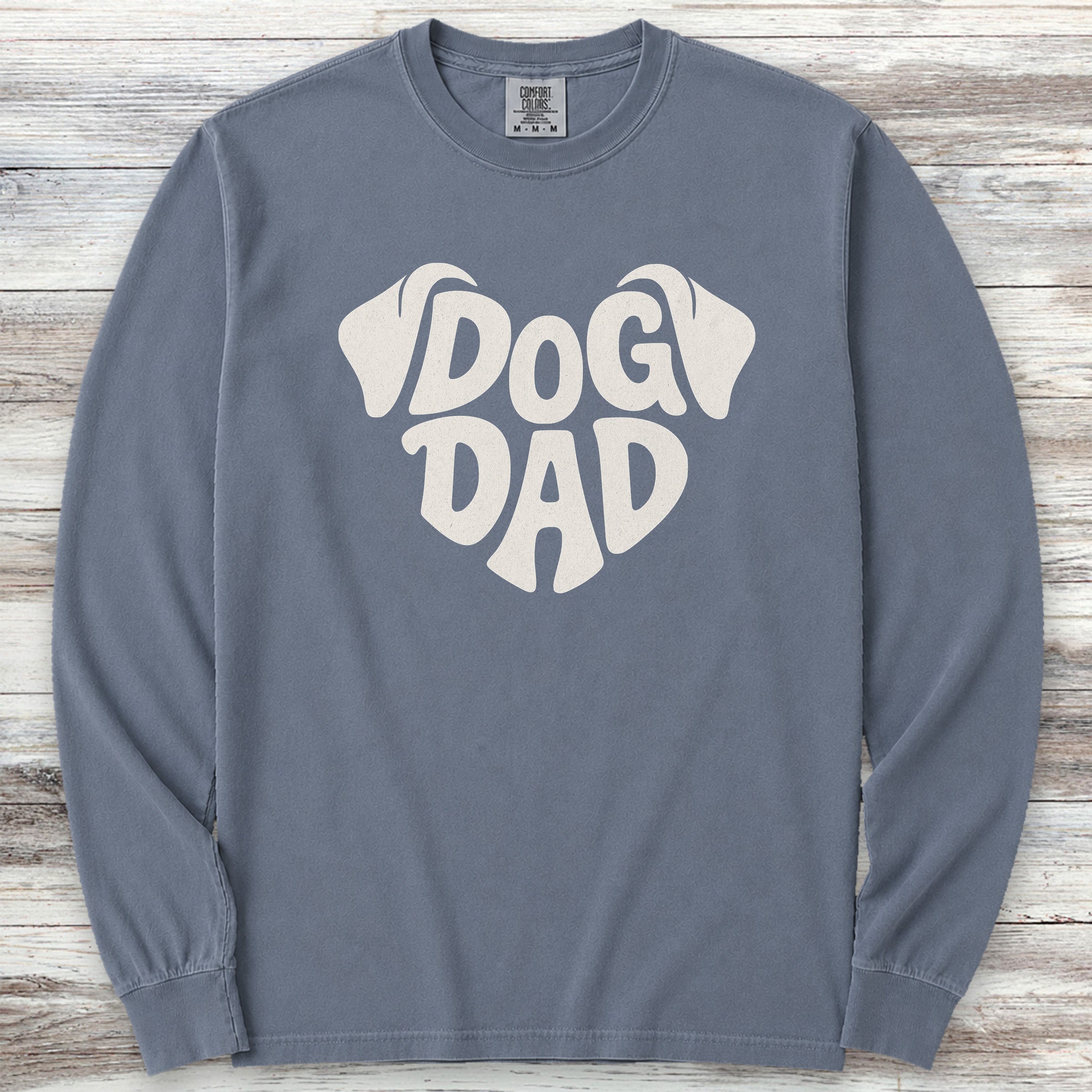 Dog Dad Ears Long Sleeve Tee - Blue Jean