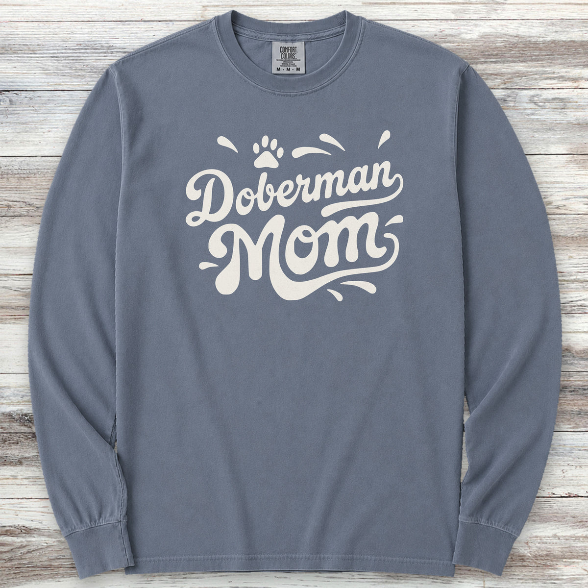 Doberman Groovy Mom Long Sleeve Tee - Blue Jean