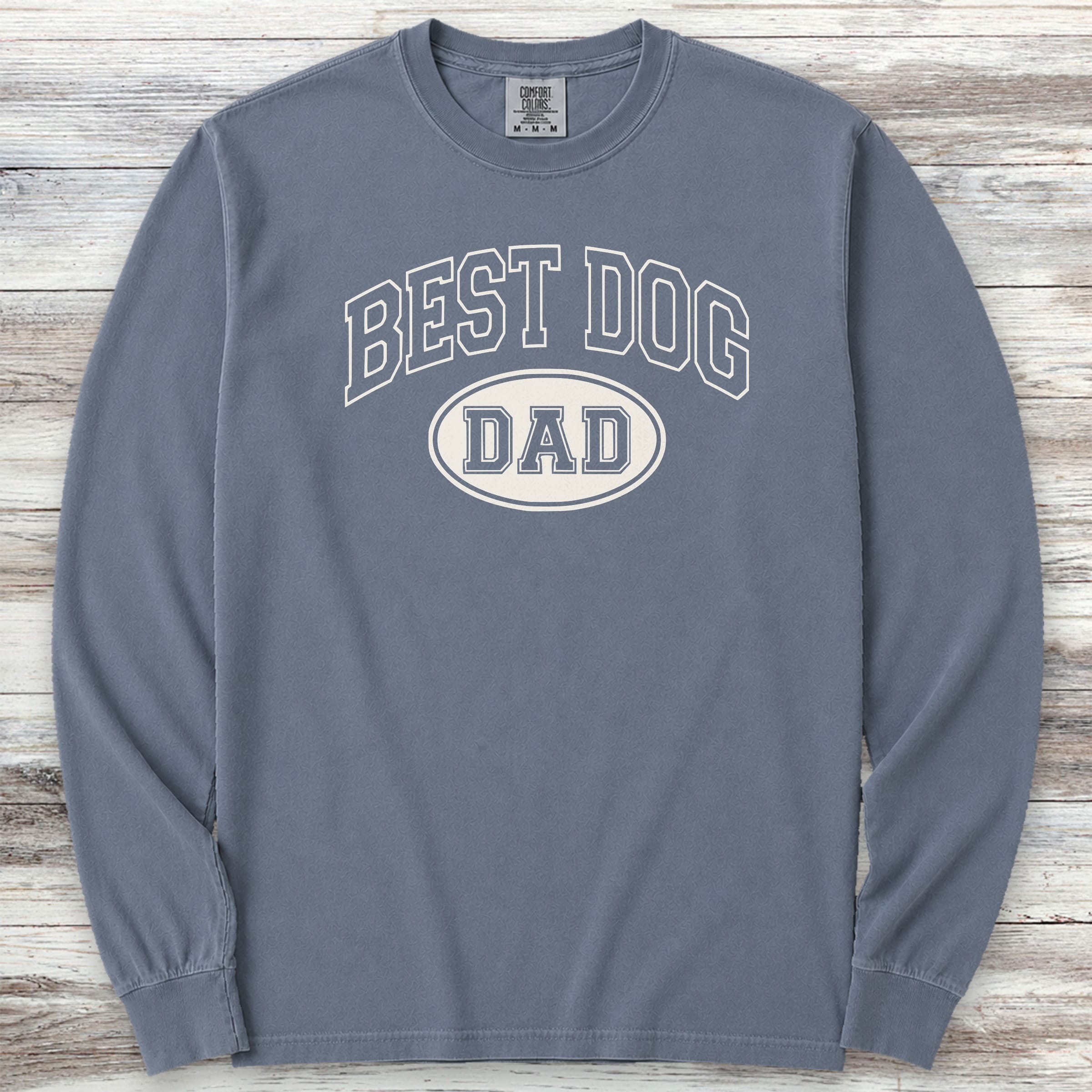 Best Dog Dad Long Sleeve Tee - Blue Jean
