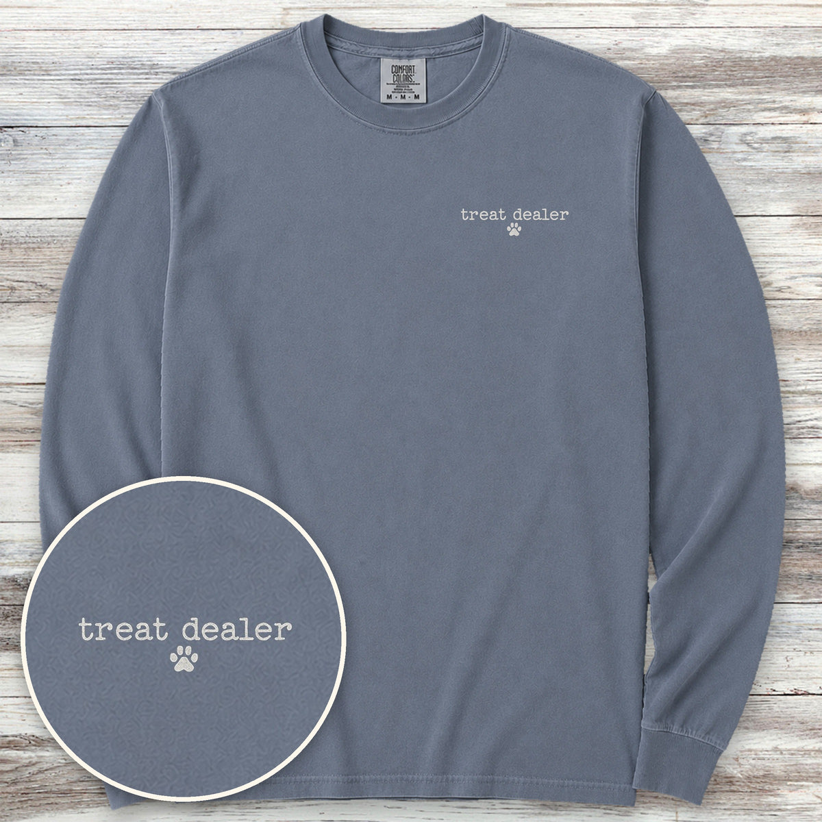 Vintage Treat Dealer Left Chest Long Sleeve Tee - Blue Jean