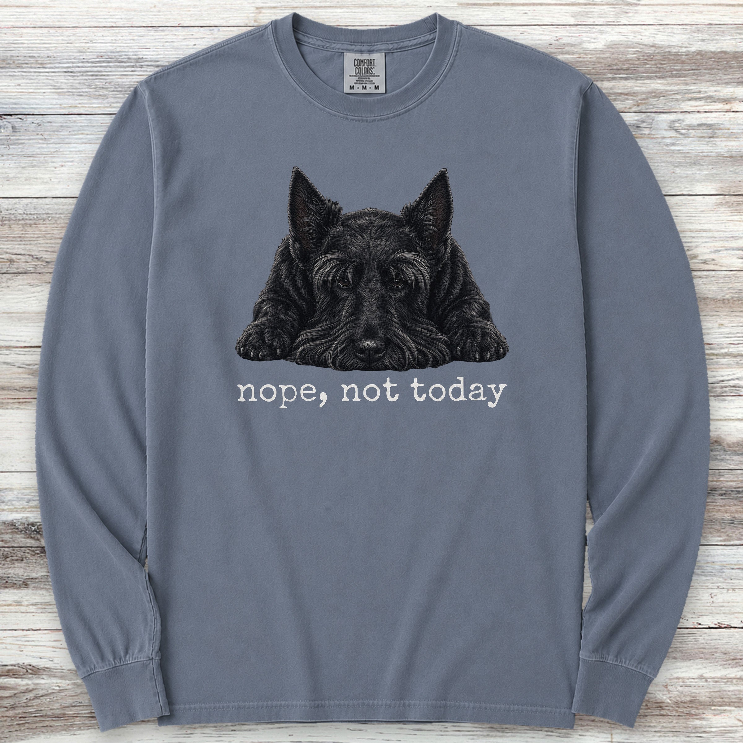 Scottish Terrier Nope Long Sleeve Tee - Blue Jean