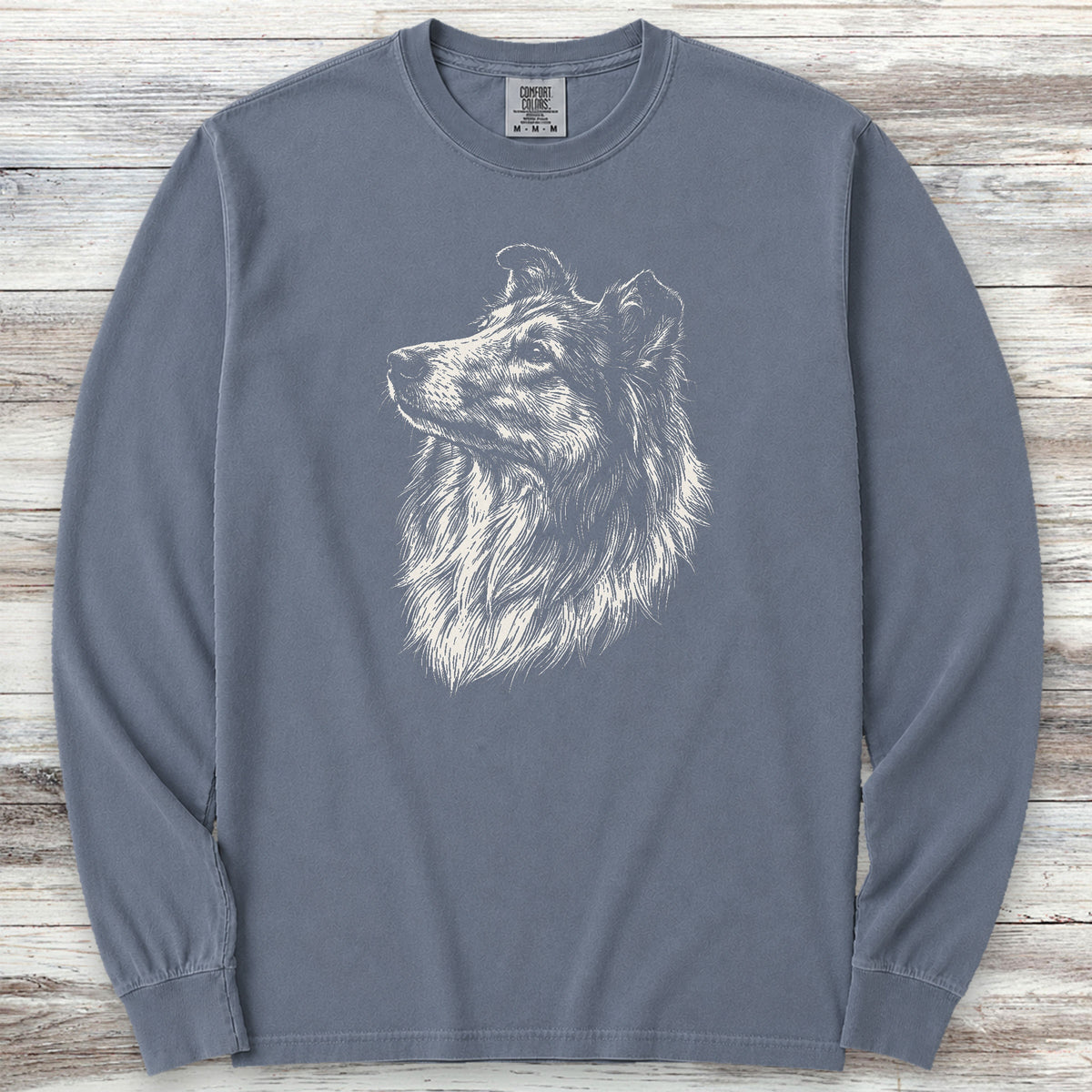 Rough Collie Loyalty Long Sleeve Tee - Blue Jean