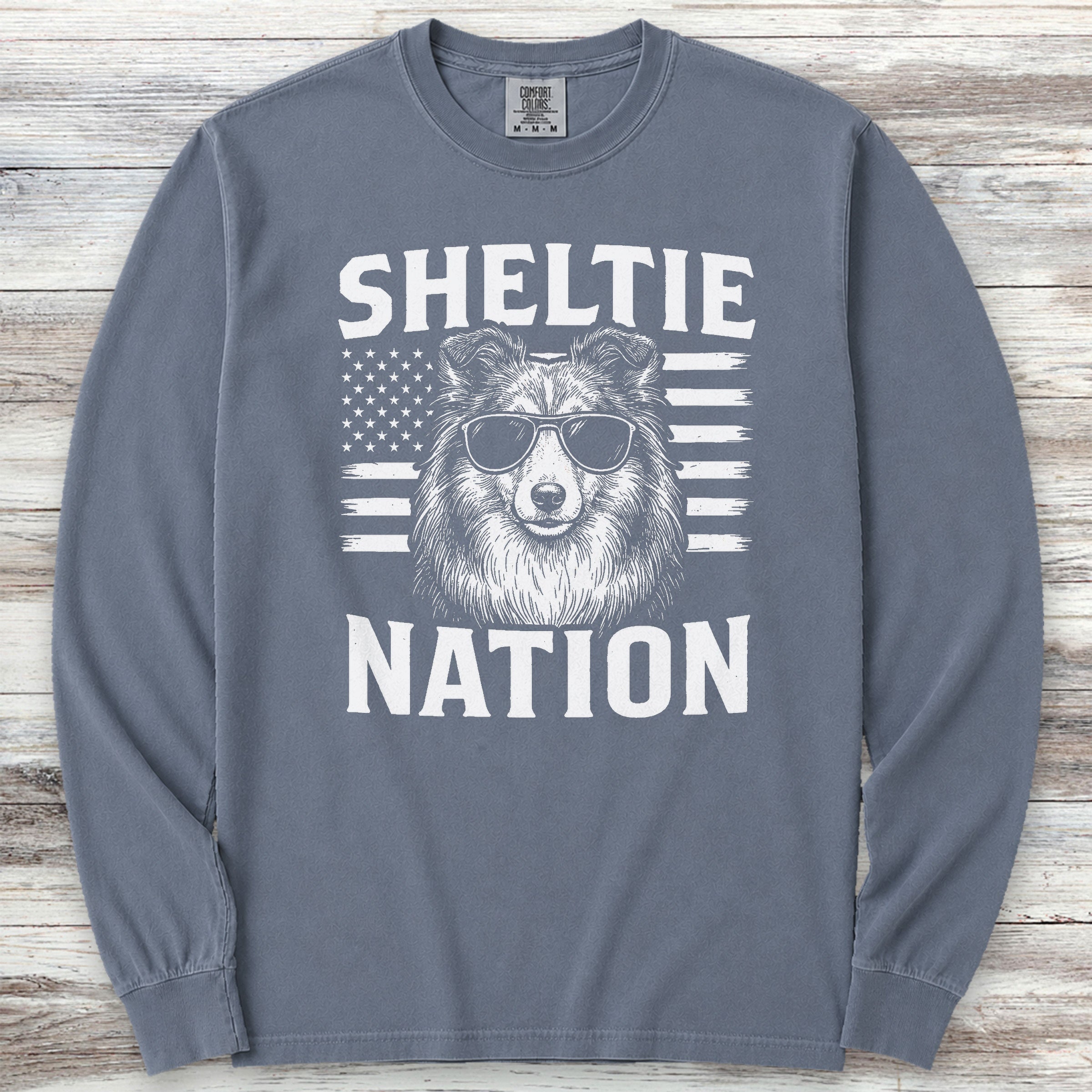 Shetland Sheepdog Nation Long Sleeve Tee - Blue Jean