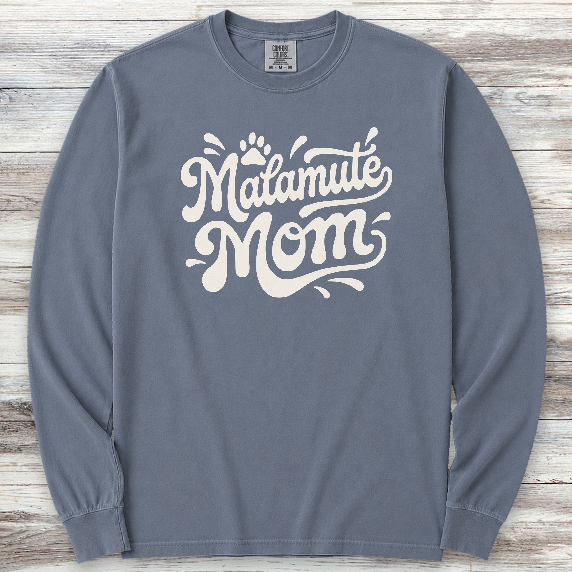 Alaskan Malamute Groovy Mom Long Sleeve Tee - Blue Jean