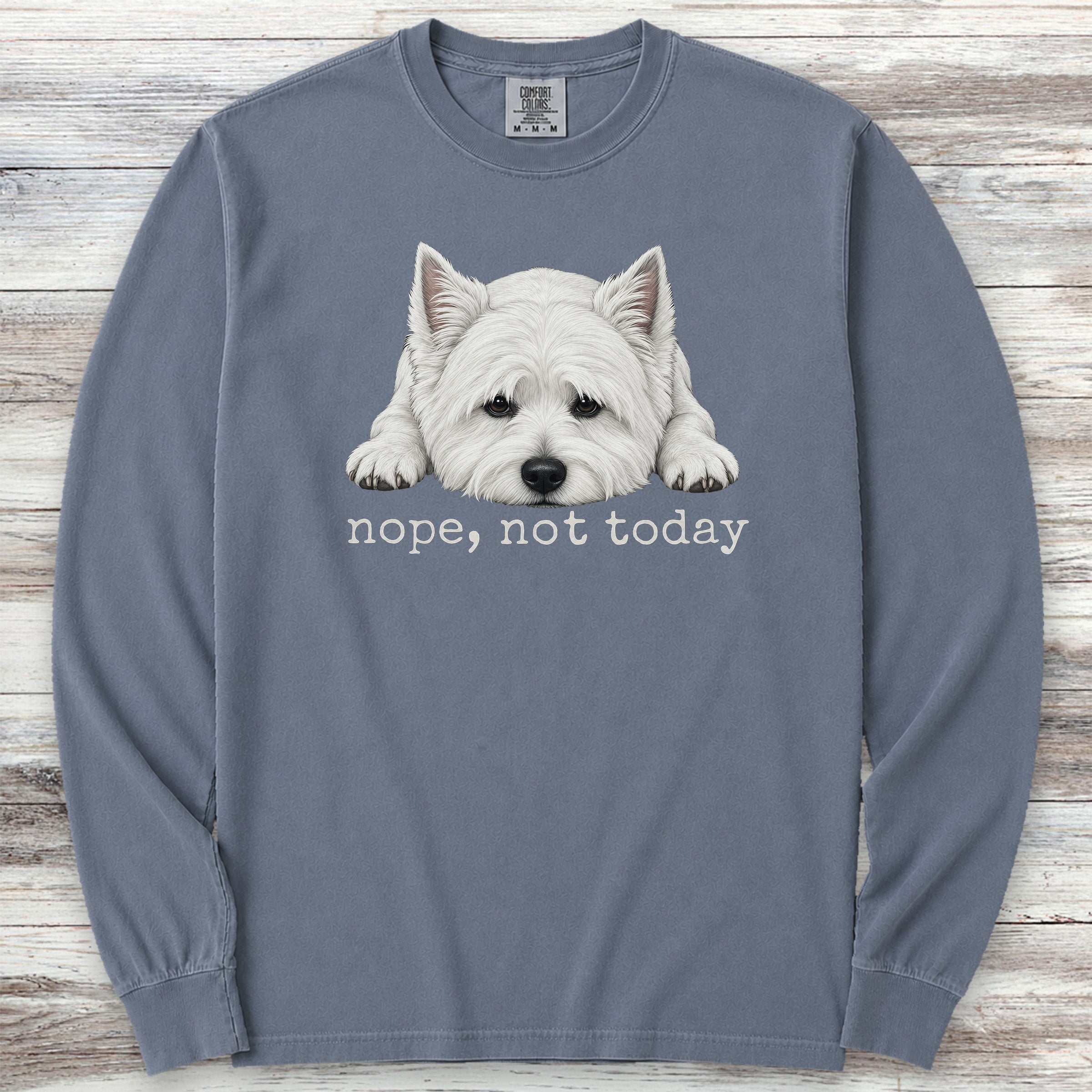 West Highland Nope Long Sleeve Tee - Blue Jean