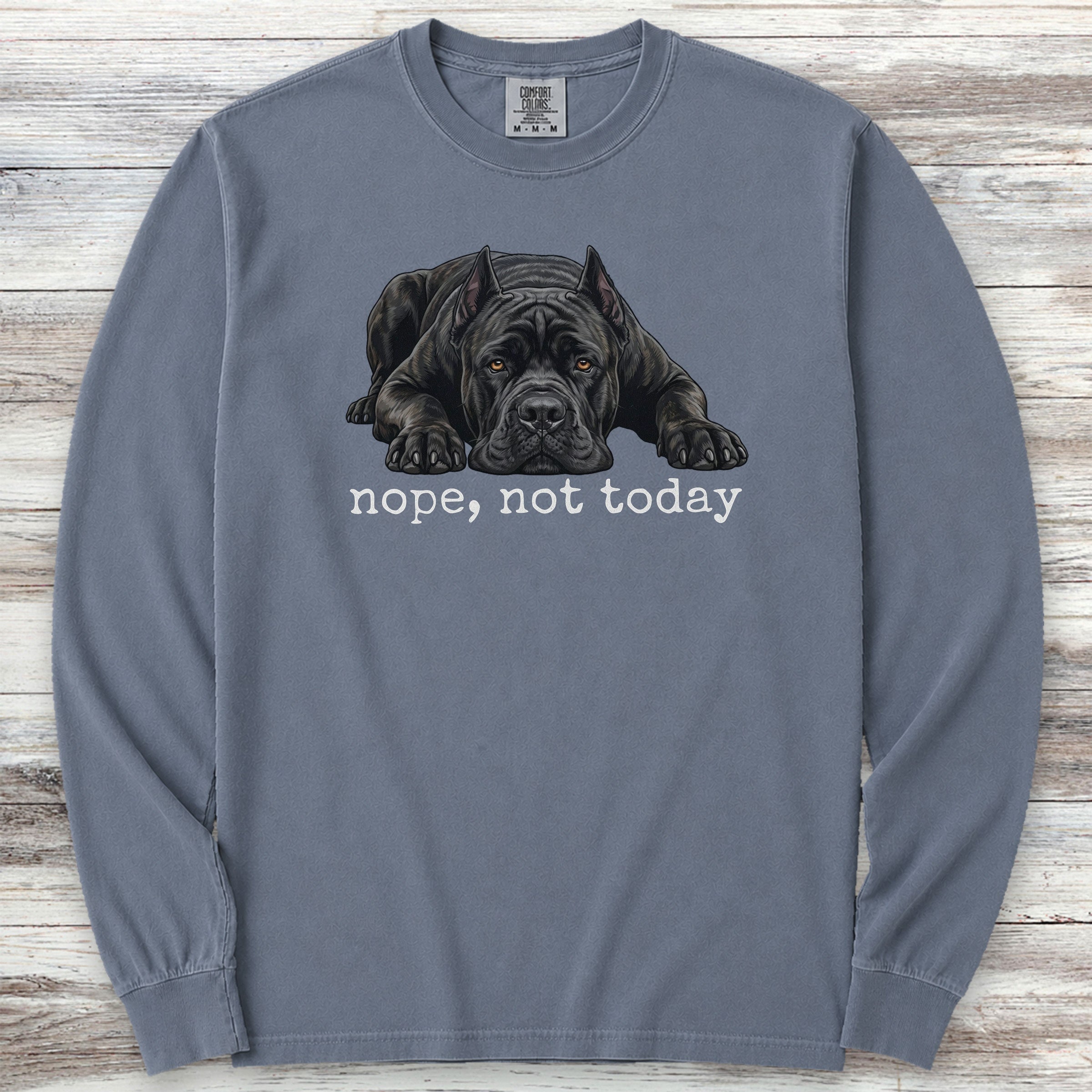 Cane Corso Cropped Nope Long Sleeve Tee - Blue Jean