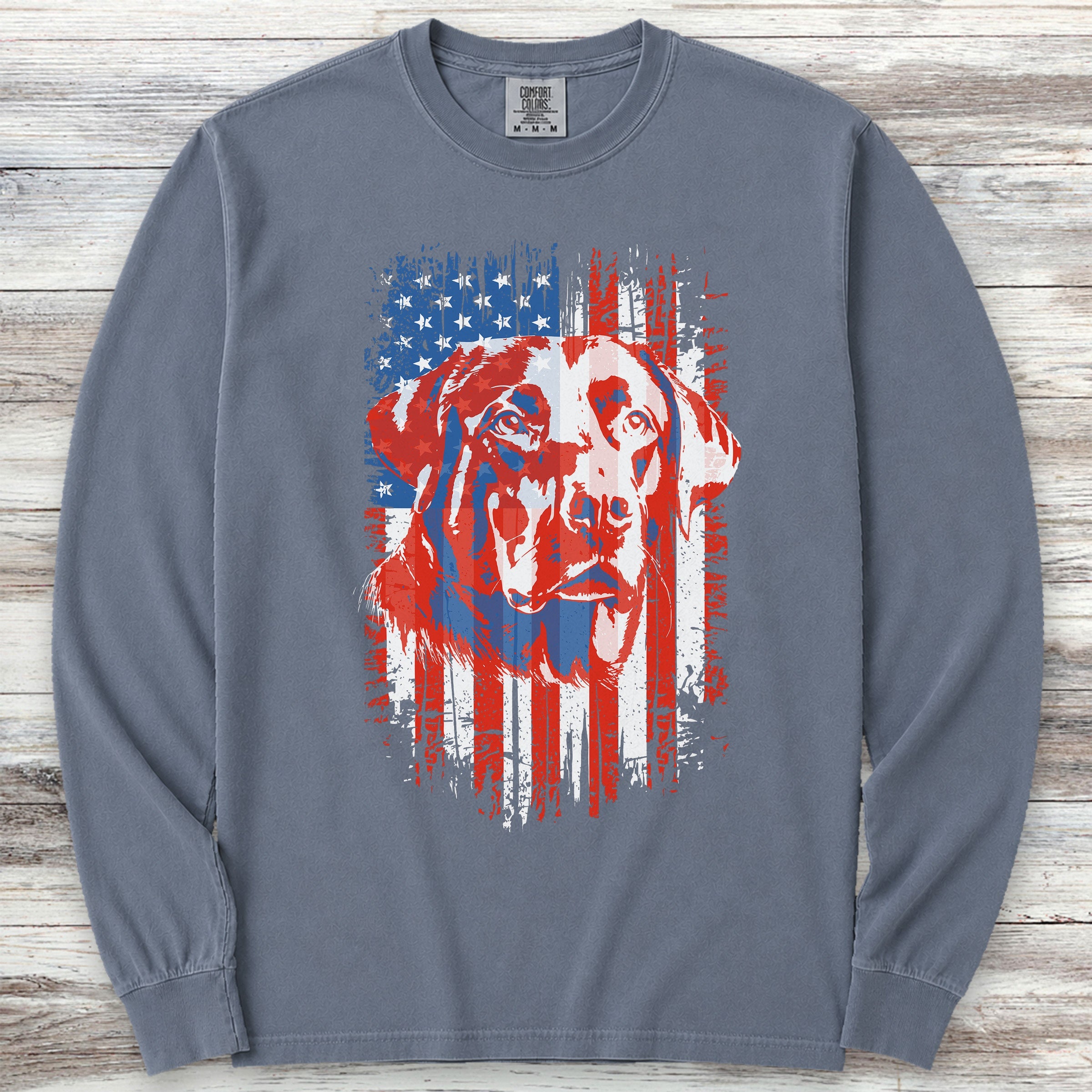 Labrador Retriever USA Long Sleeve Tee - Blue Jean