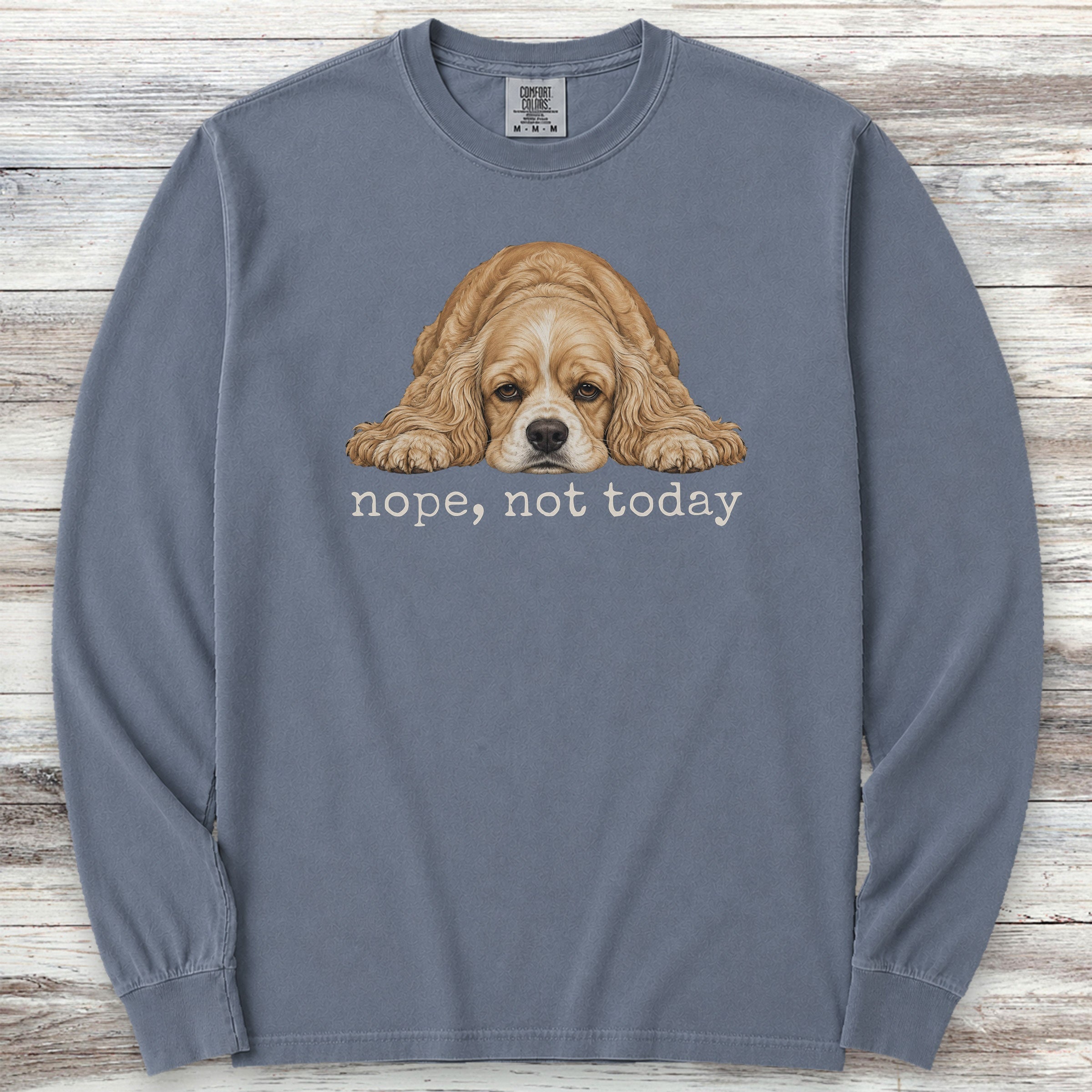 Cocker Spaniel Nope Long Sleeve Tee - Blue Jean