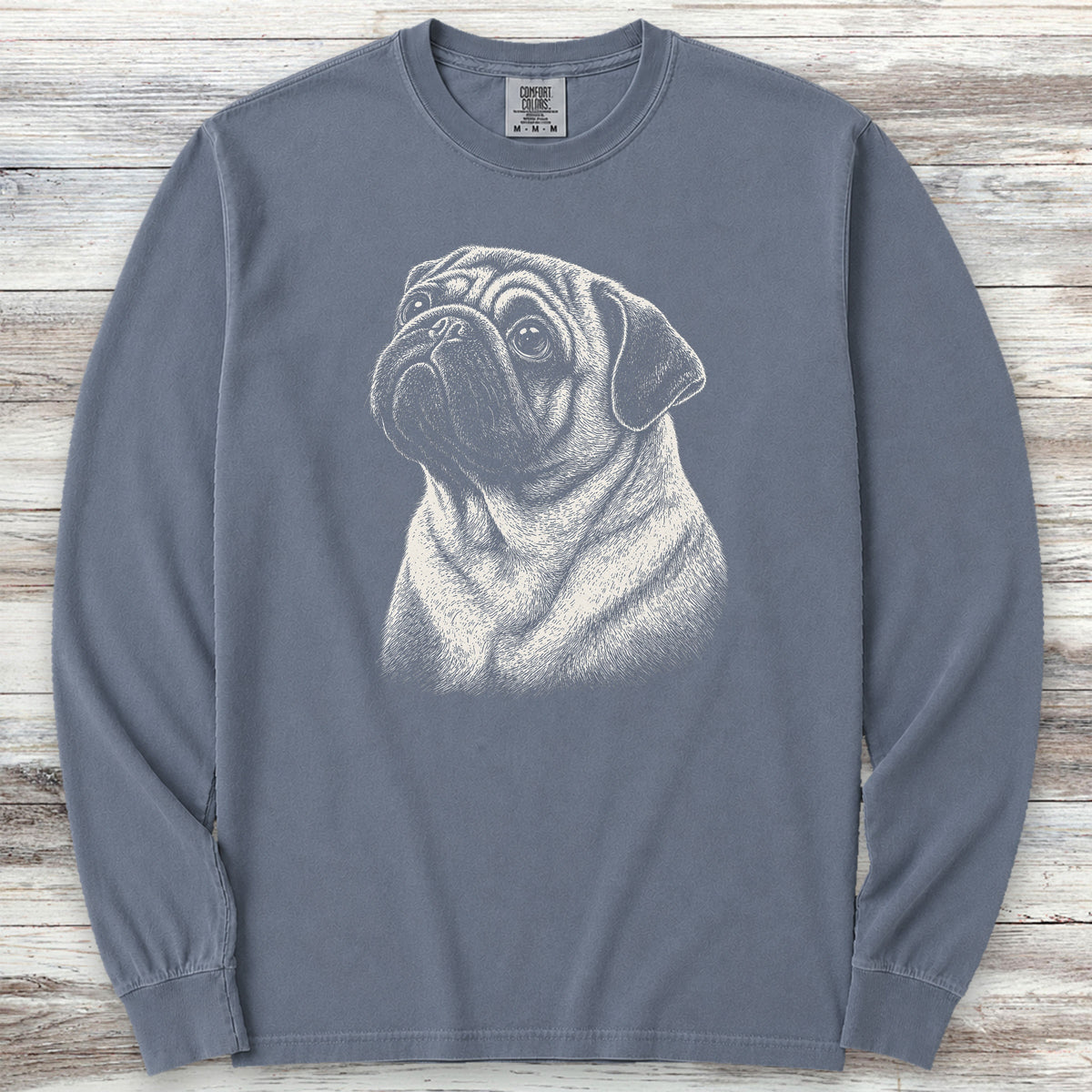 Pug Loyalty Long Sleeve Tee - Blue Jean