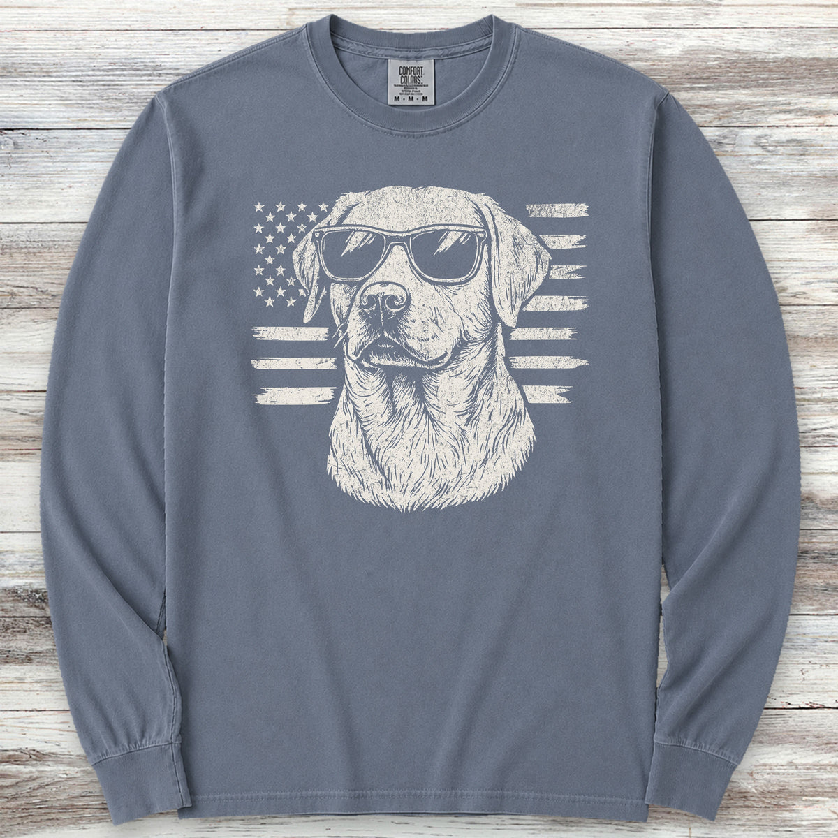 Labrador Retriever Flag Long Sleeve Tee - Blue Jean