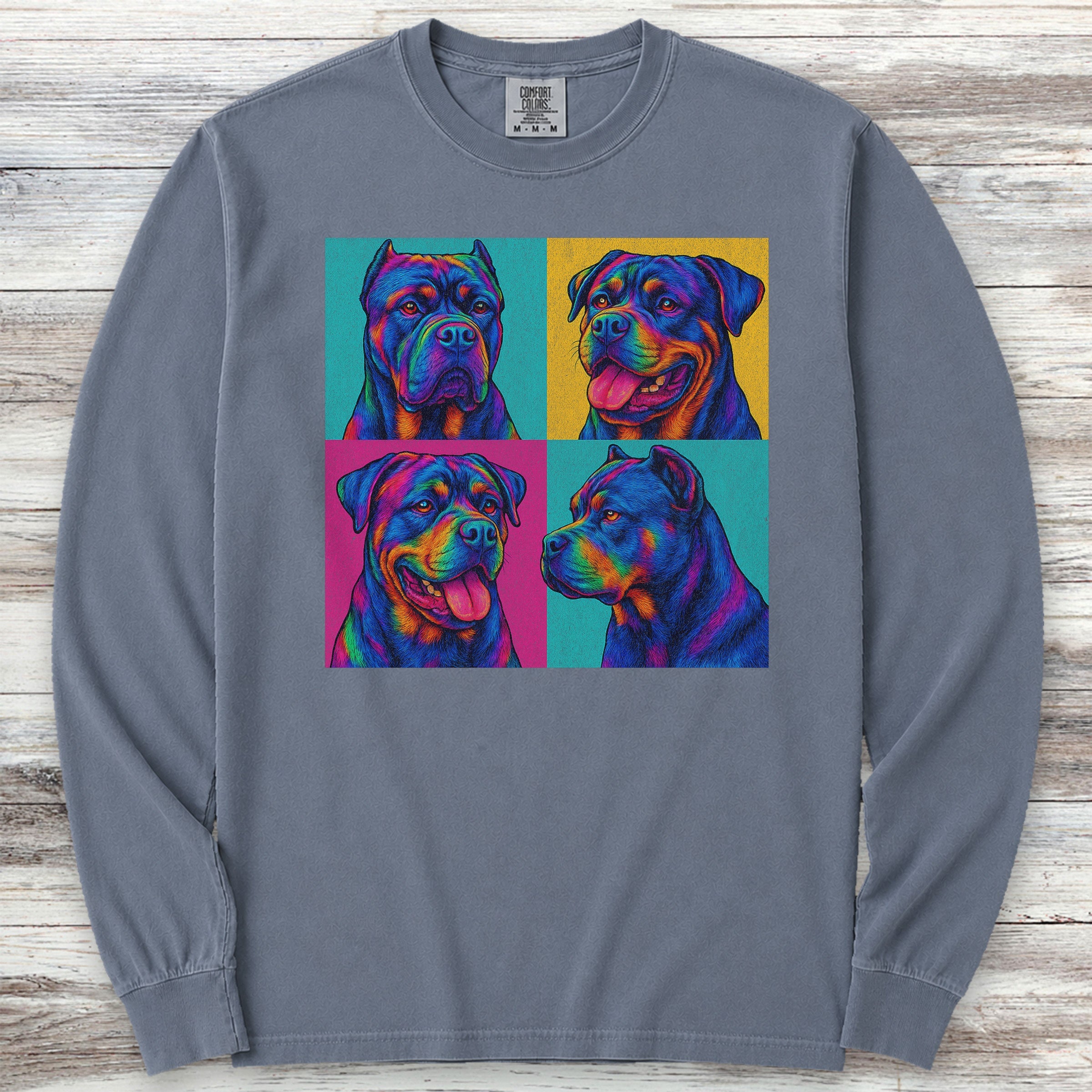 Cane Corso Pop Art Long Sleeve Tee - Blue Jean