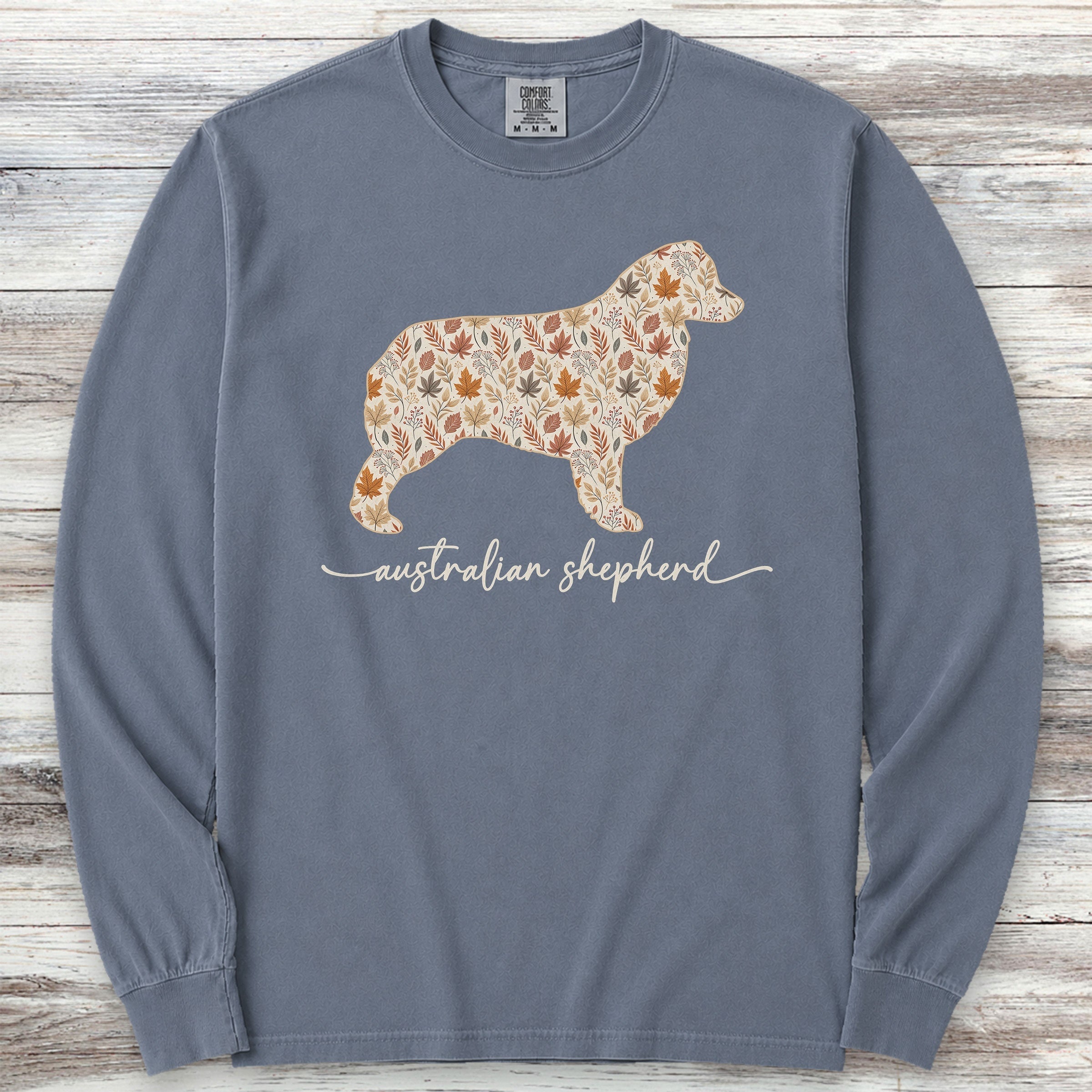 Australian Shepherd Fall Long Sleeve Tee - Blue Jean