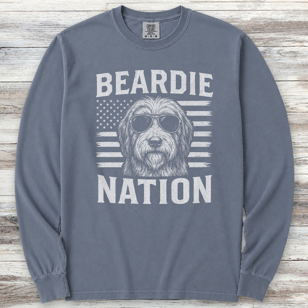 Bearded Collie Nation Long Sleeve Tee - Blue Jean