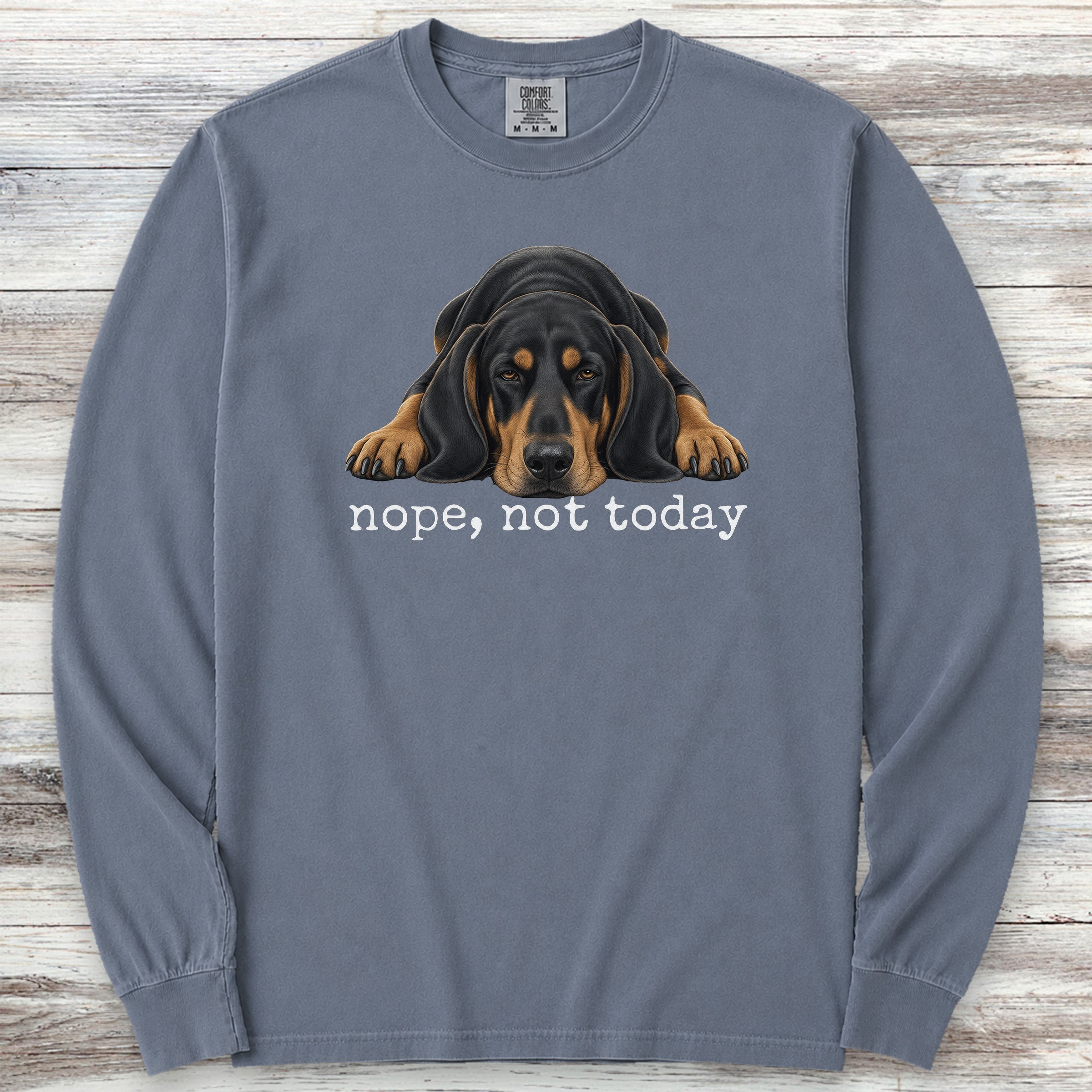 Coonhound Nope Long Sleeve Tee - Blue Jean