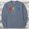 Rainbow Heart Prints Long Sleeve Tee - Blue Jean