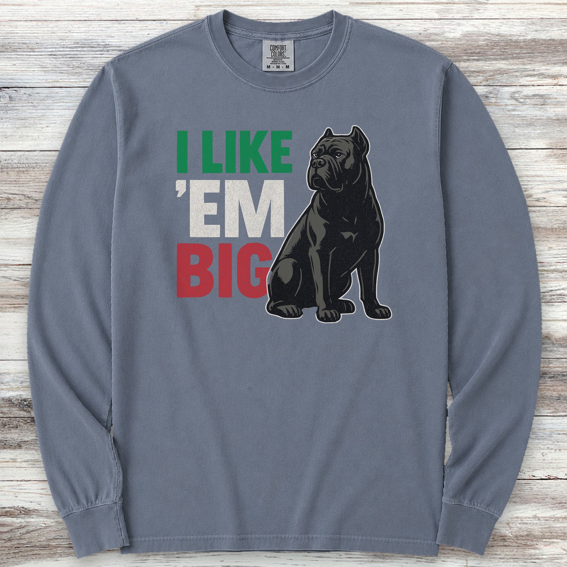 Cane Corso Big Long Sleeve Tee - Blue Jean