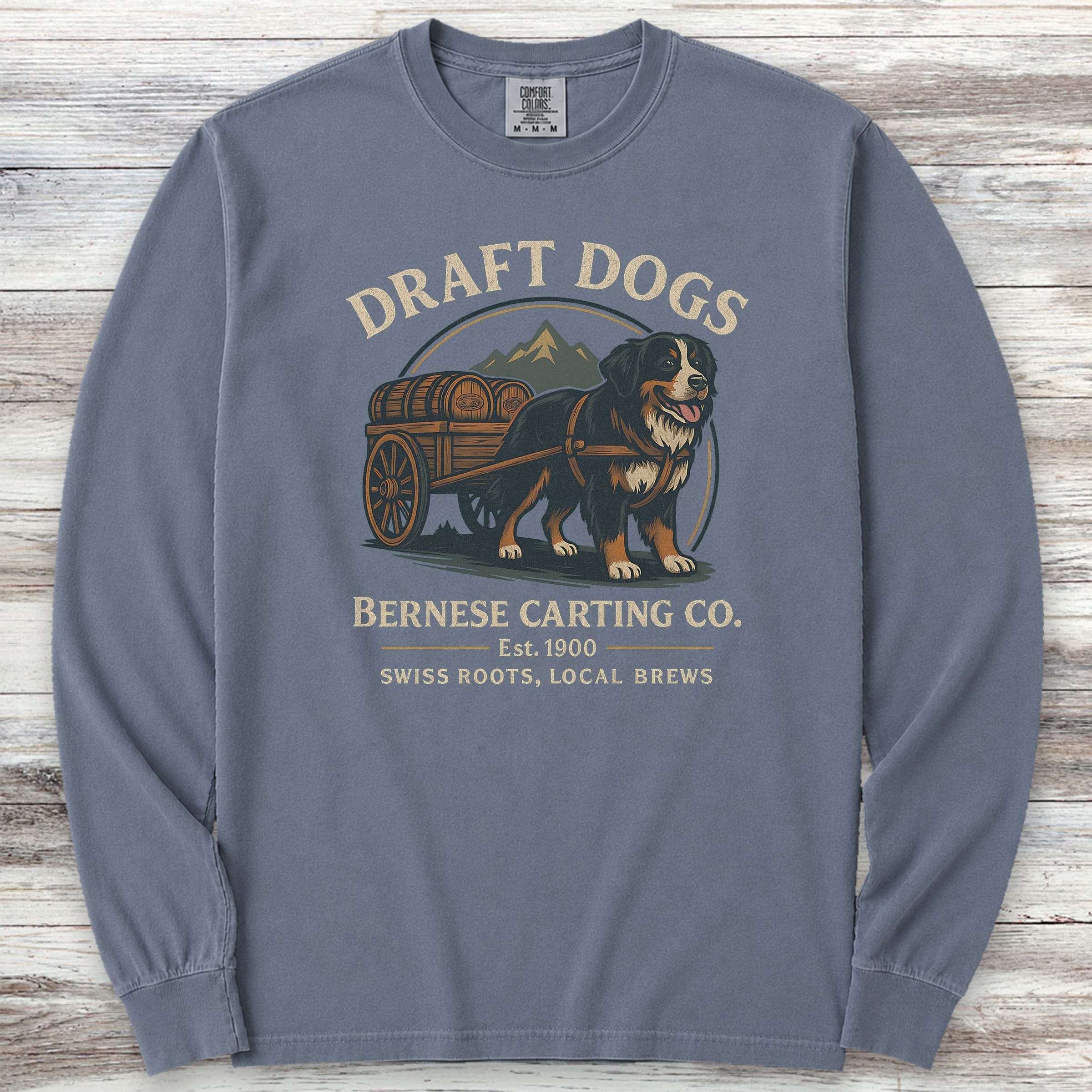 Bernese Mountain Dog Draft Dogs Long Sleeve Tee - Blue Jean