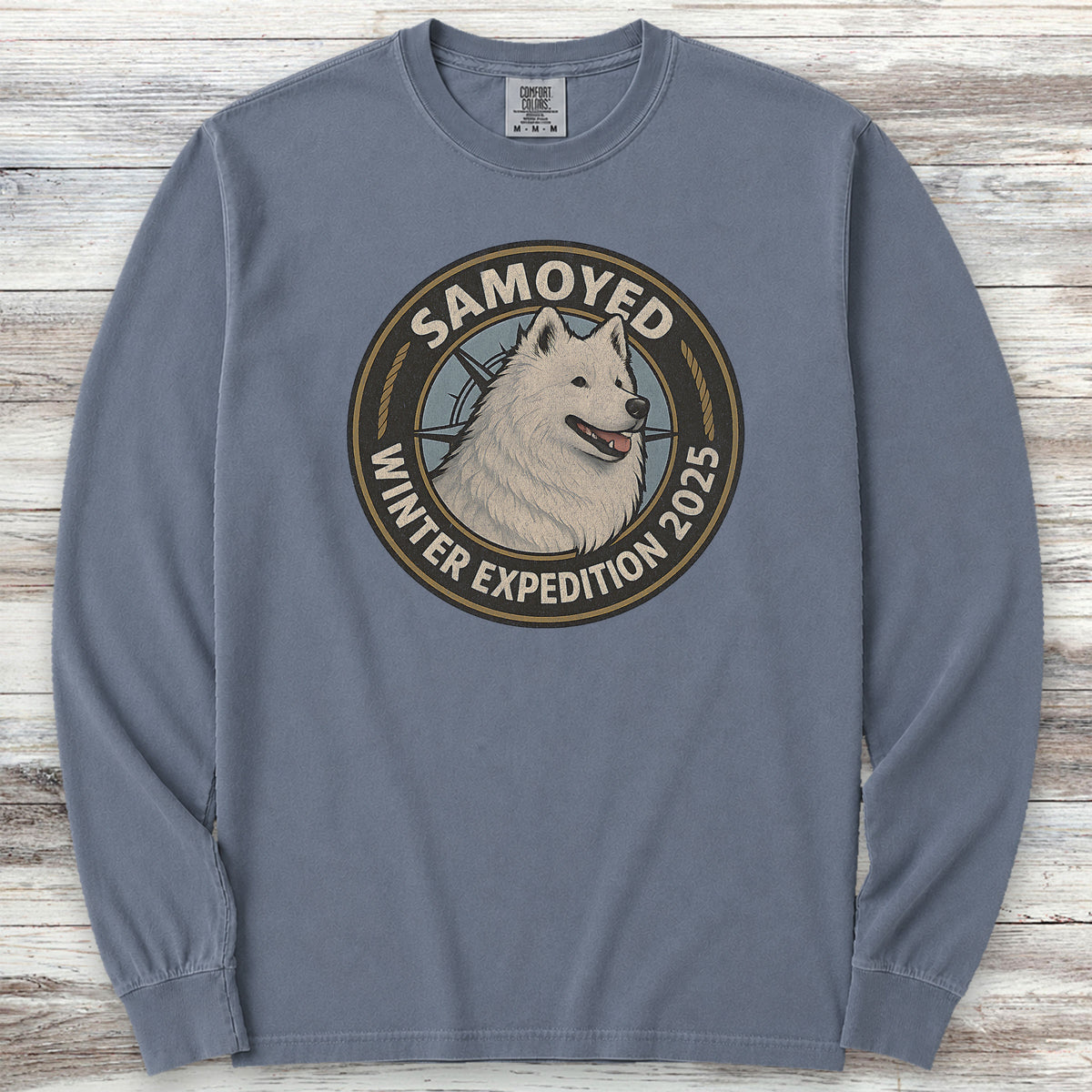 Samoyed Winter Expedition 2025 Long Sleeve Tee - Blue Jean